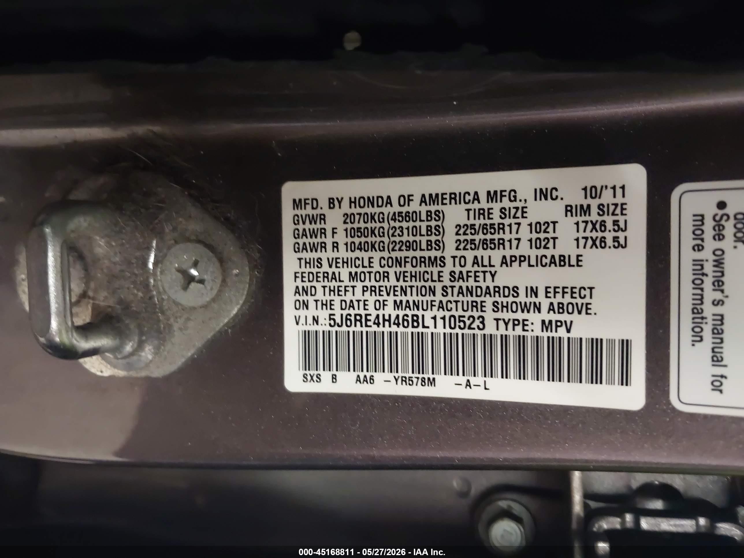 2011 Honda Cr-v Se Gray vin: 5J6RE4H46BL110523