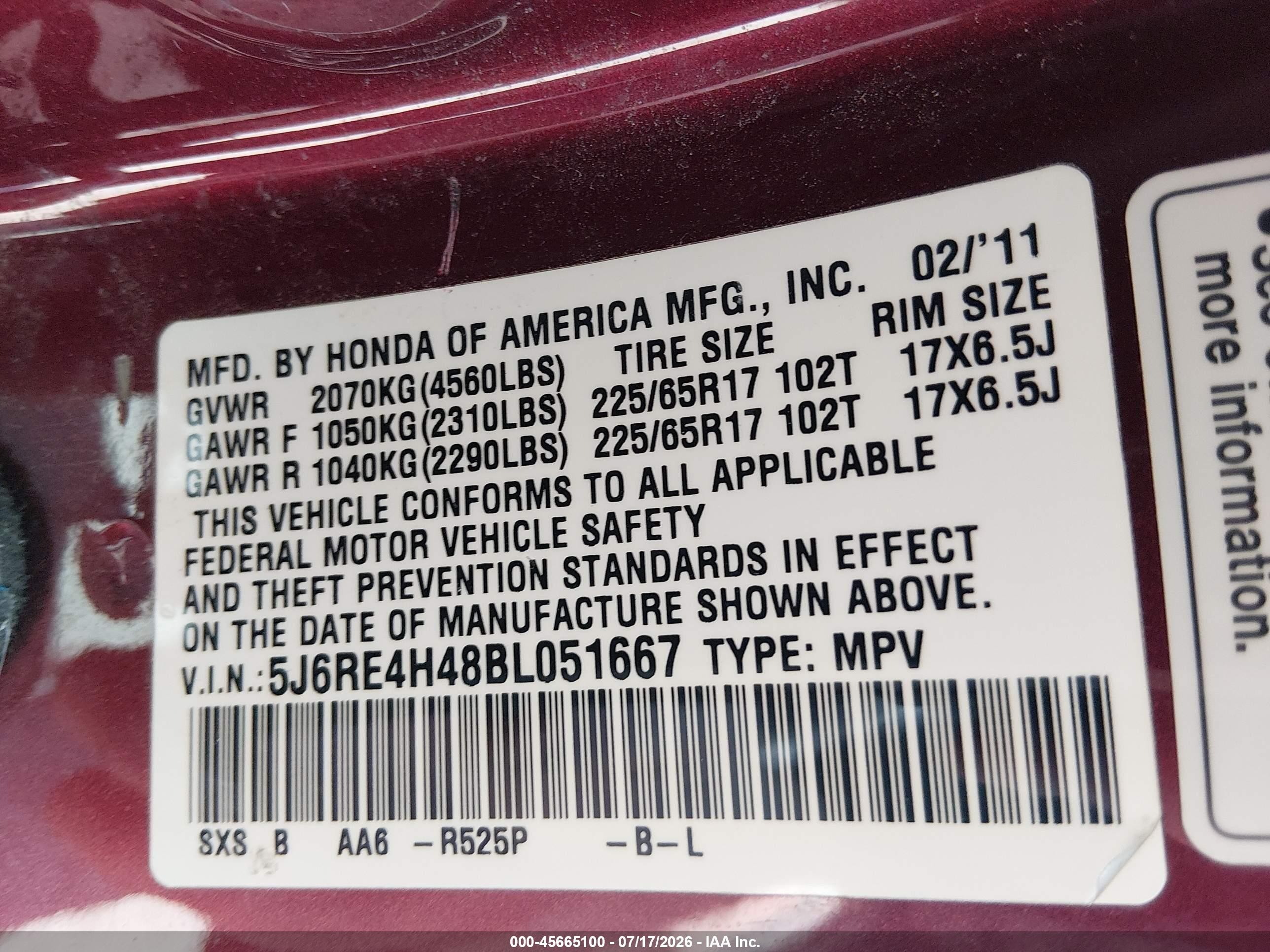 2011 Honda Cr-v Se Maroon vin: 5J6RE4H48BL051667