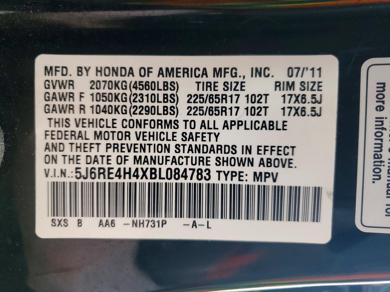 2011 Honda Cr-v Se Black vin: 5J6RE4H4XBL084783