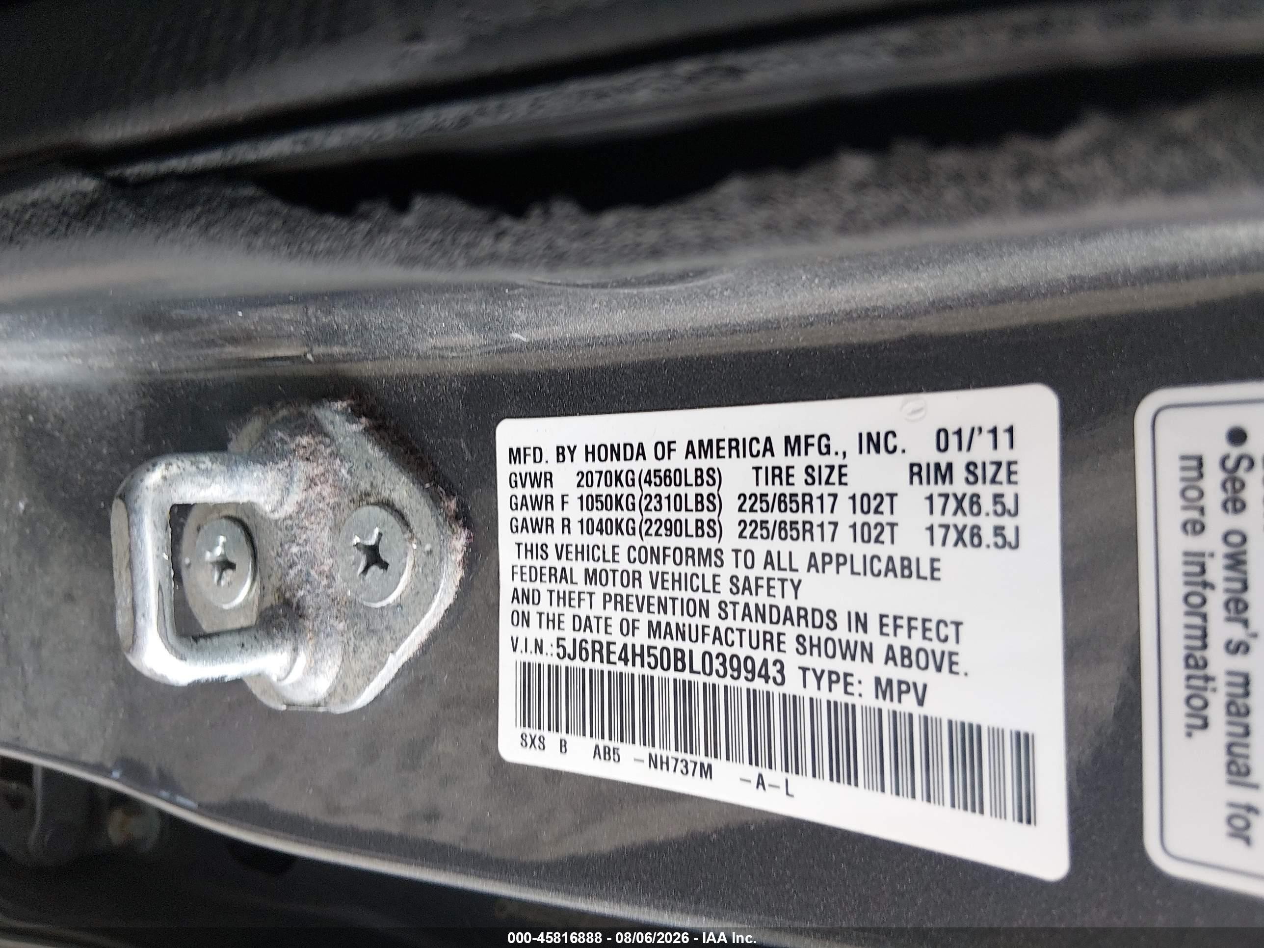 2011 Honda Cr-v Ex Gray vin: 5J6RE4H50BL039943