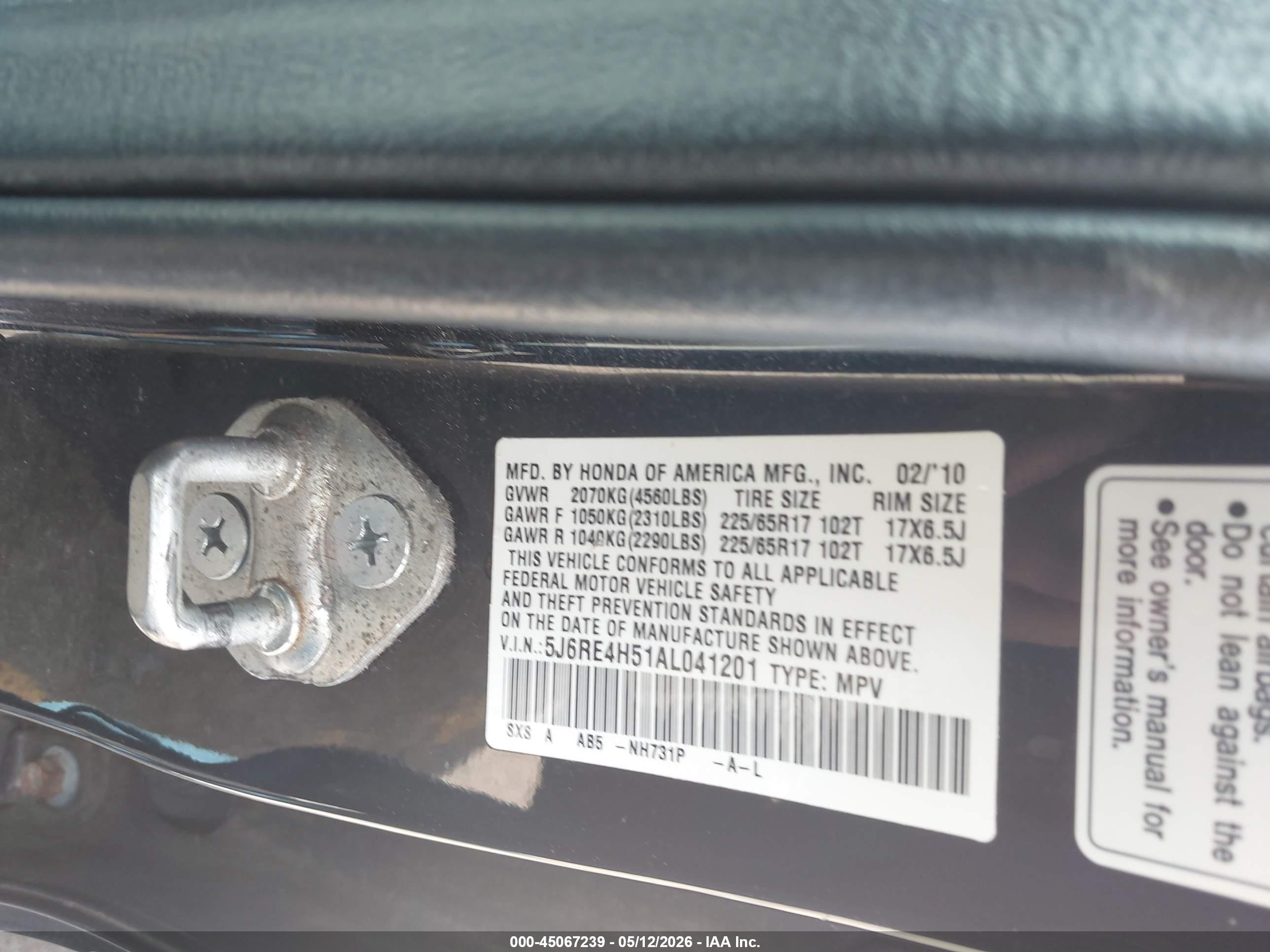 2010 Honda Cr-v Ex Черный vin: 5J6RE4H51AL041201