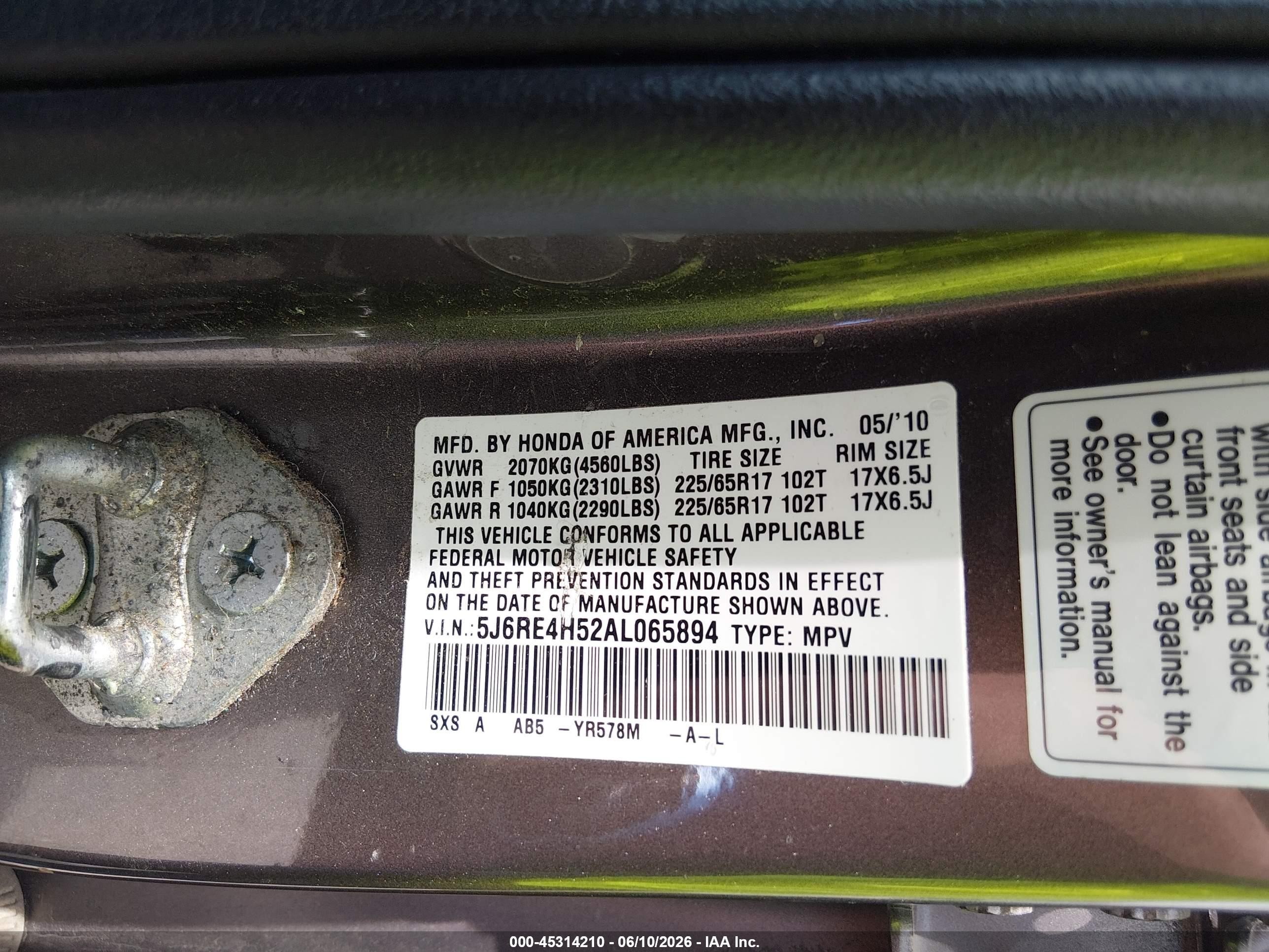 2010 Honda Cr-v Ex Gray vin: 5J6RE4H52AL065894