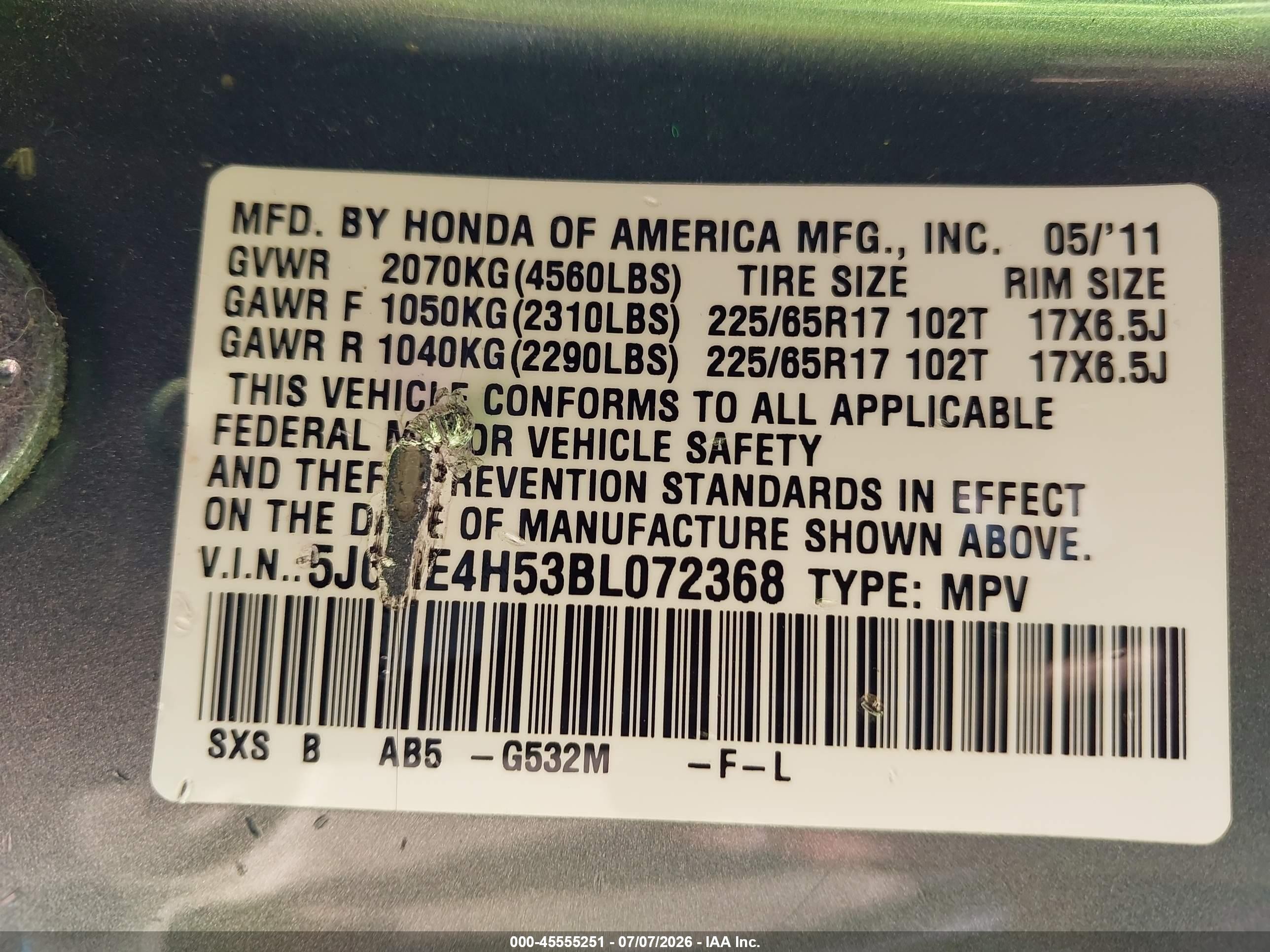 2011 Honda Cr-v Ex Green vin: 5J6RE4H53BL072368