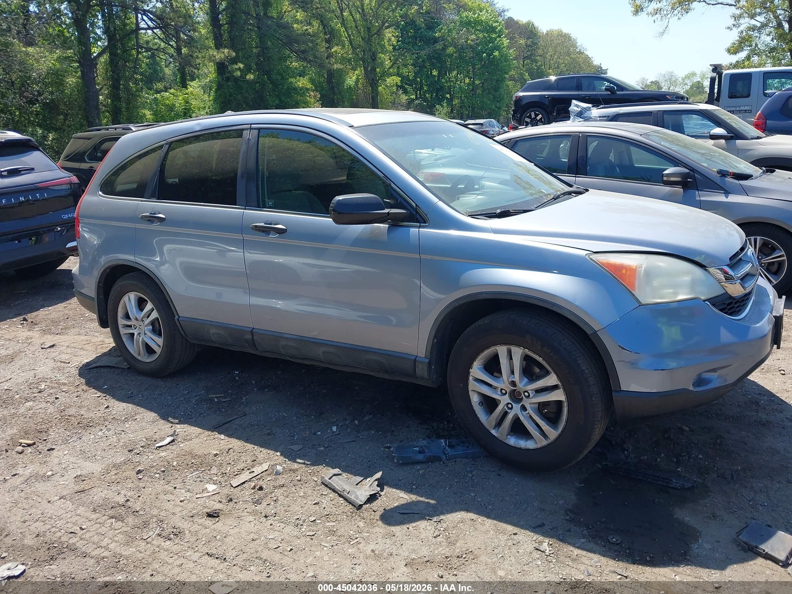 2010 Honda Cr-v Ex Light Blue vin: 5J6RE4H56AL015466