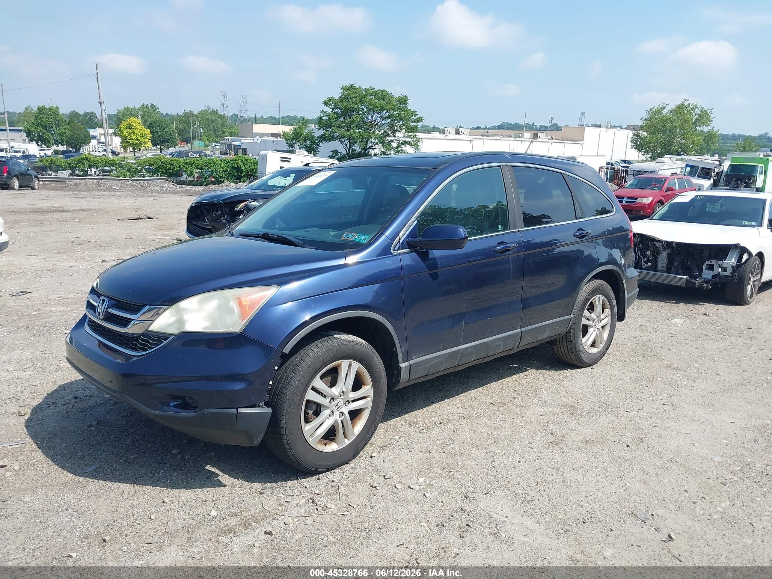 2010 Honda Cr-v Ex-l Синий vin: 5J6RE4H70AL062882