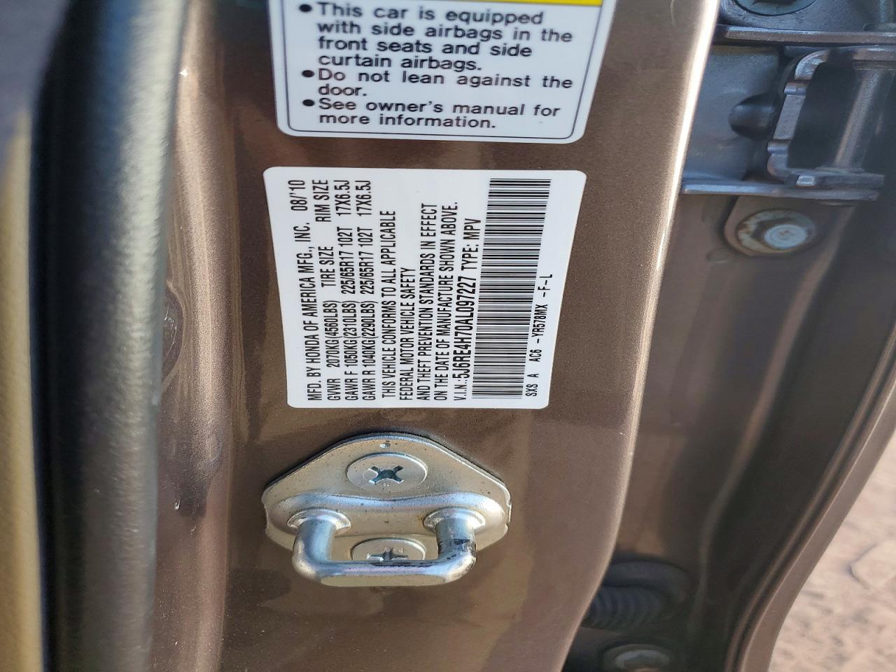 2010 Honda Cr-v Exl Gray vin: 5J6RE4H70AL097227