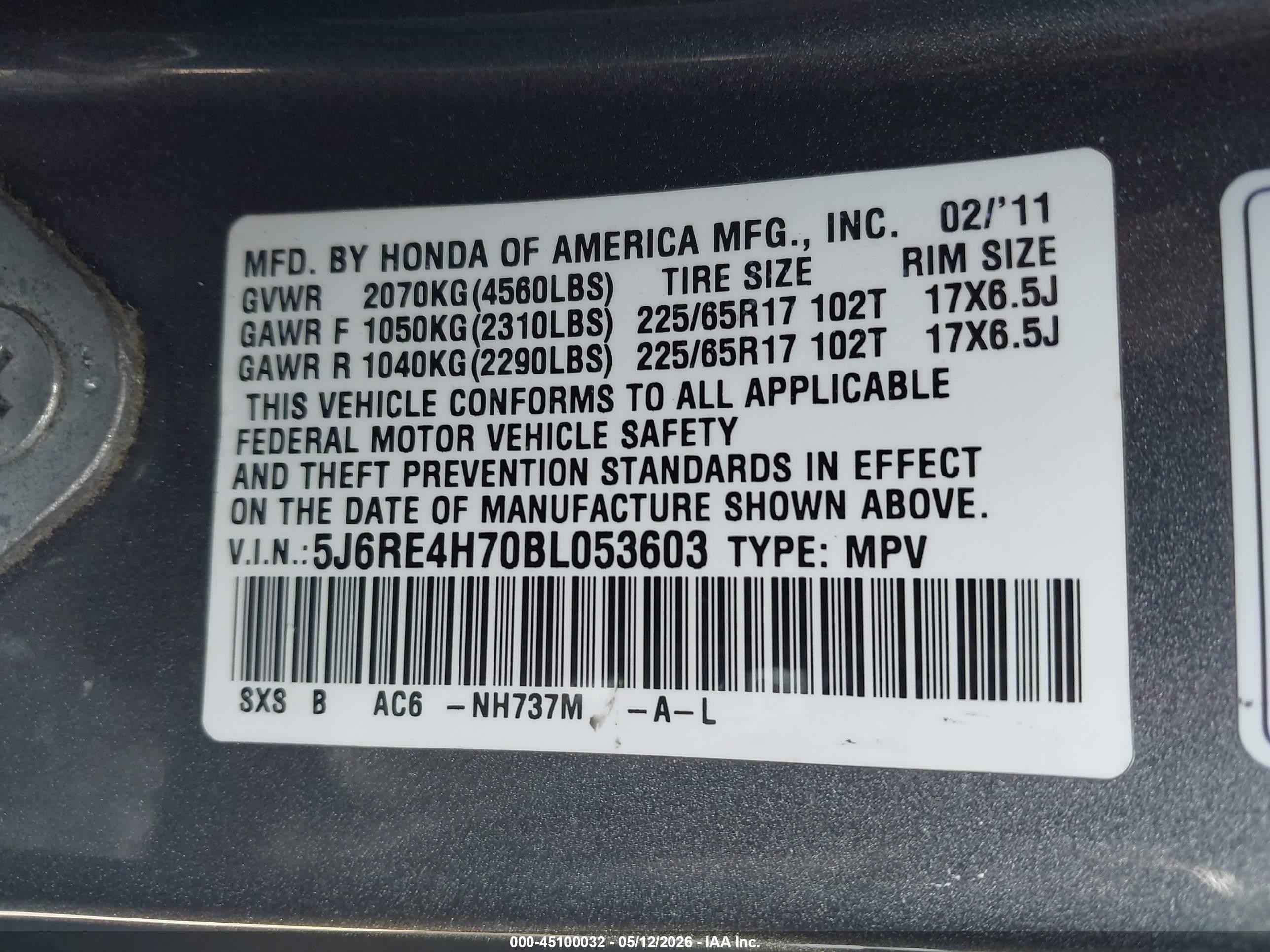2011 Honda Cr-v Ex-l Gray vin: 5J6RE4H70BL053603