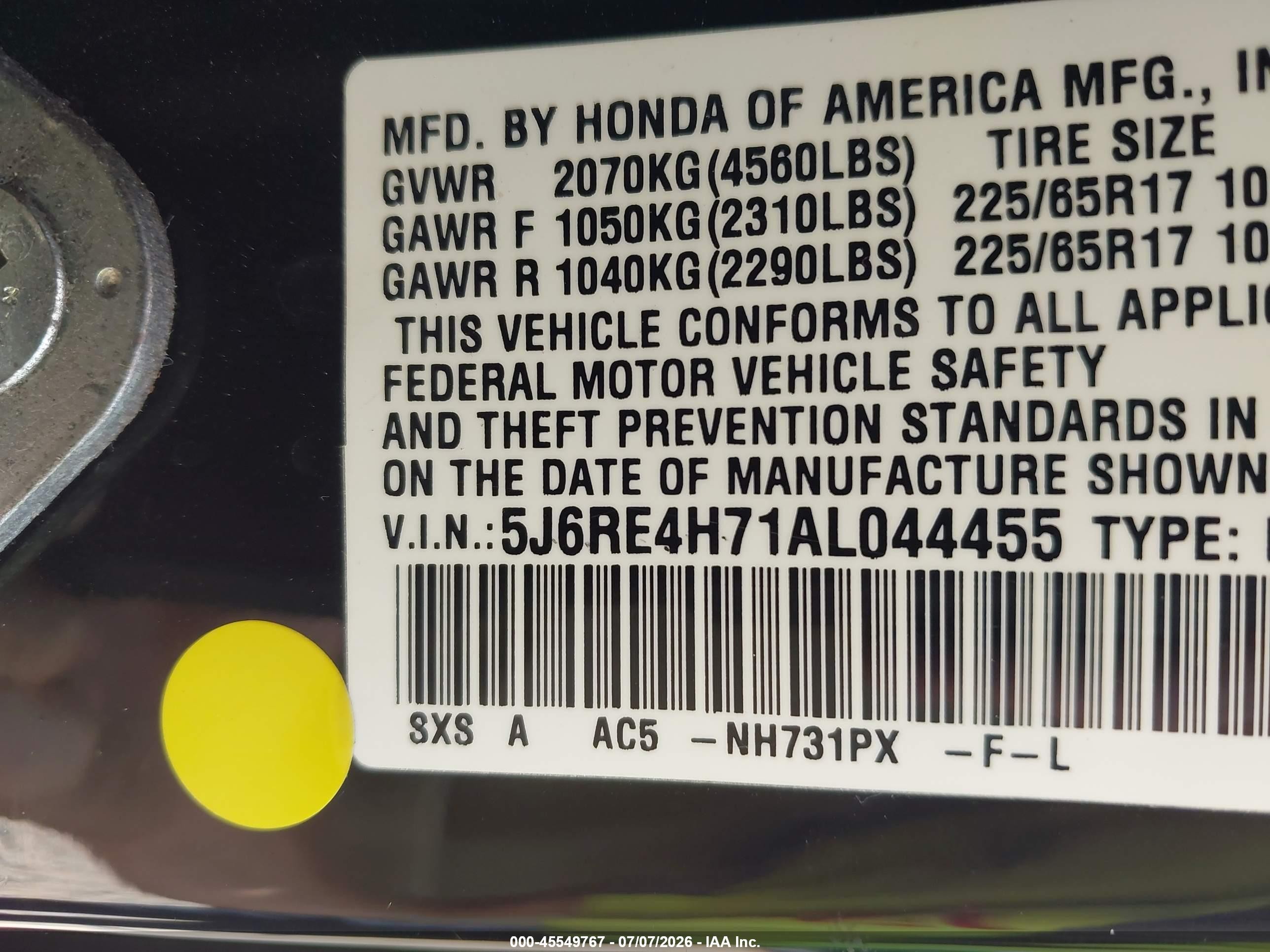 2010 Honda Cr-v Ex-l Black vin: 5J6RE4H71AL044455