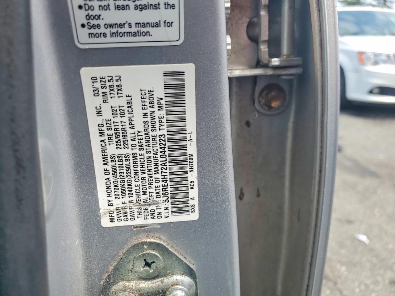2010 Honda Cr-v Exl Silver vin: 5J6RE4H72AL044223