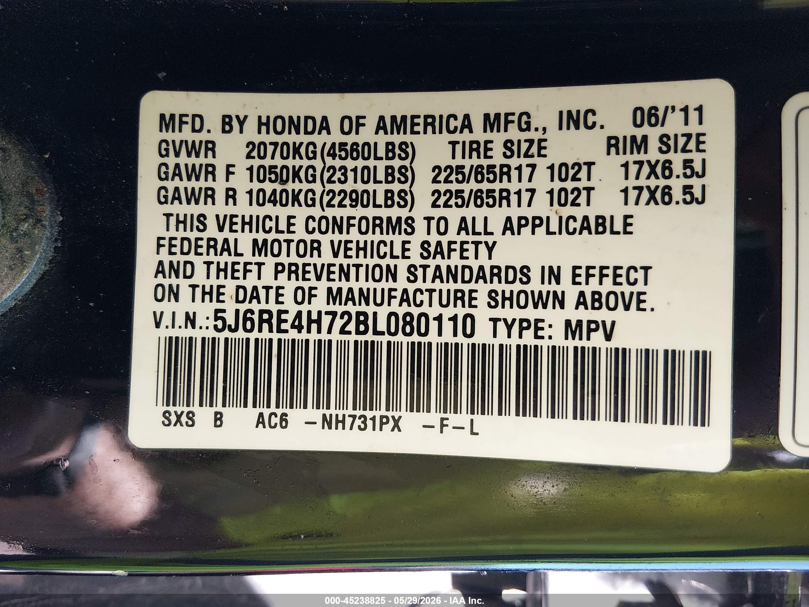 2011 Honda Cr-v Ex-l Черный vin: 5J6RE4H72BL080110