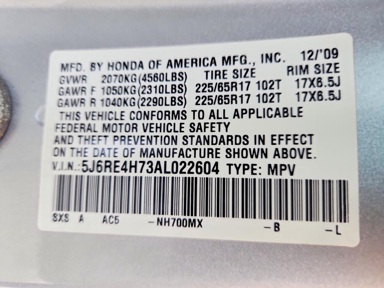 2010 Honda Cr-v Exl Silver vin: 5J6RE4H73AL022604
