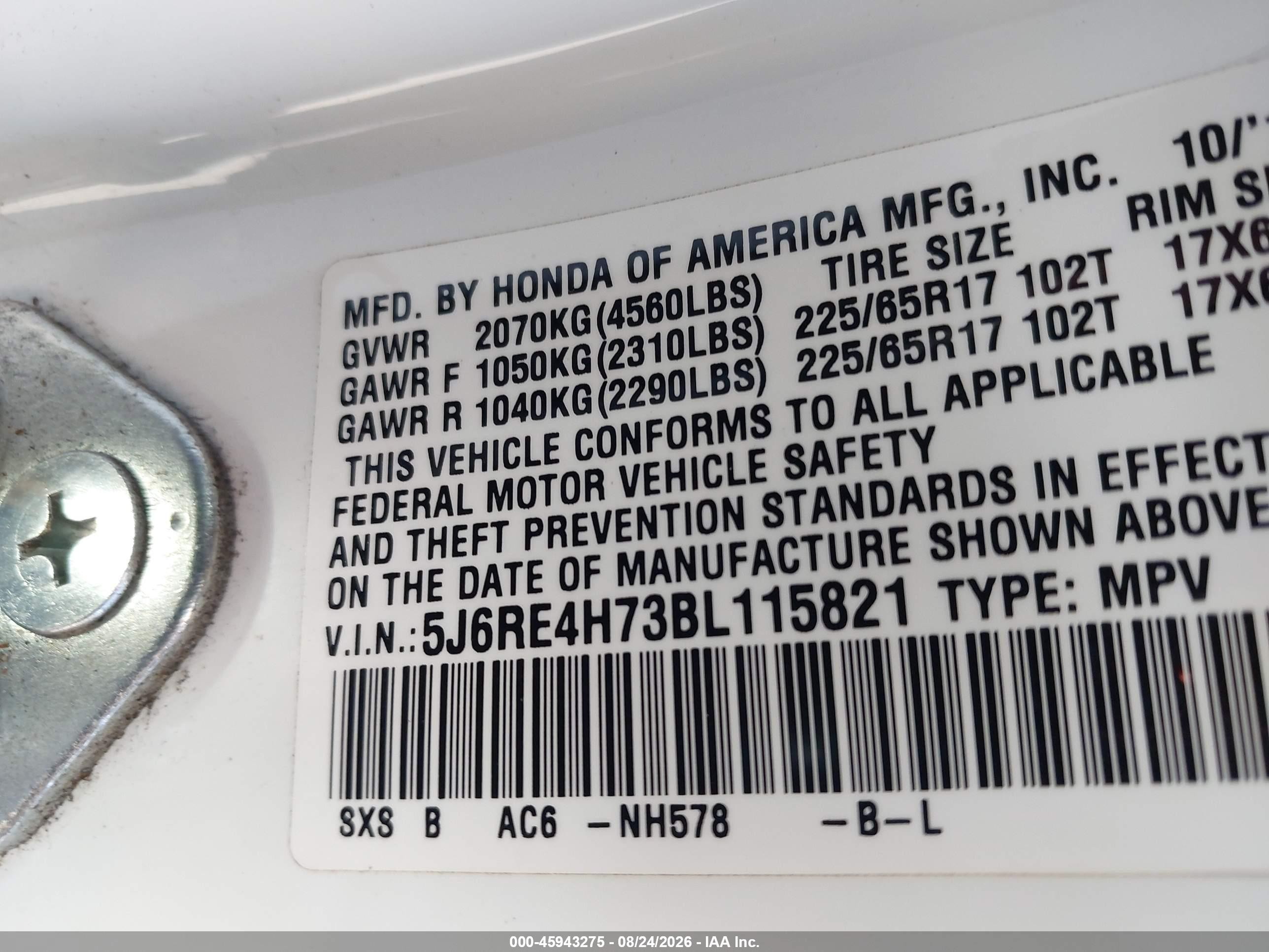 2011 Honda Cr-v Ex-l Белый vin: 5J6RE4H73BL115821
