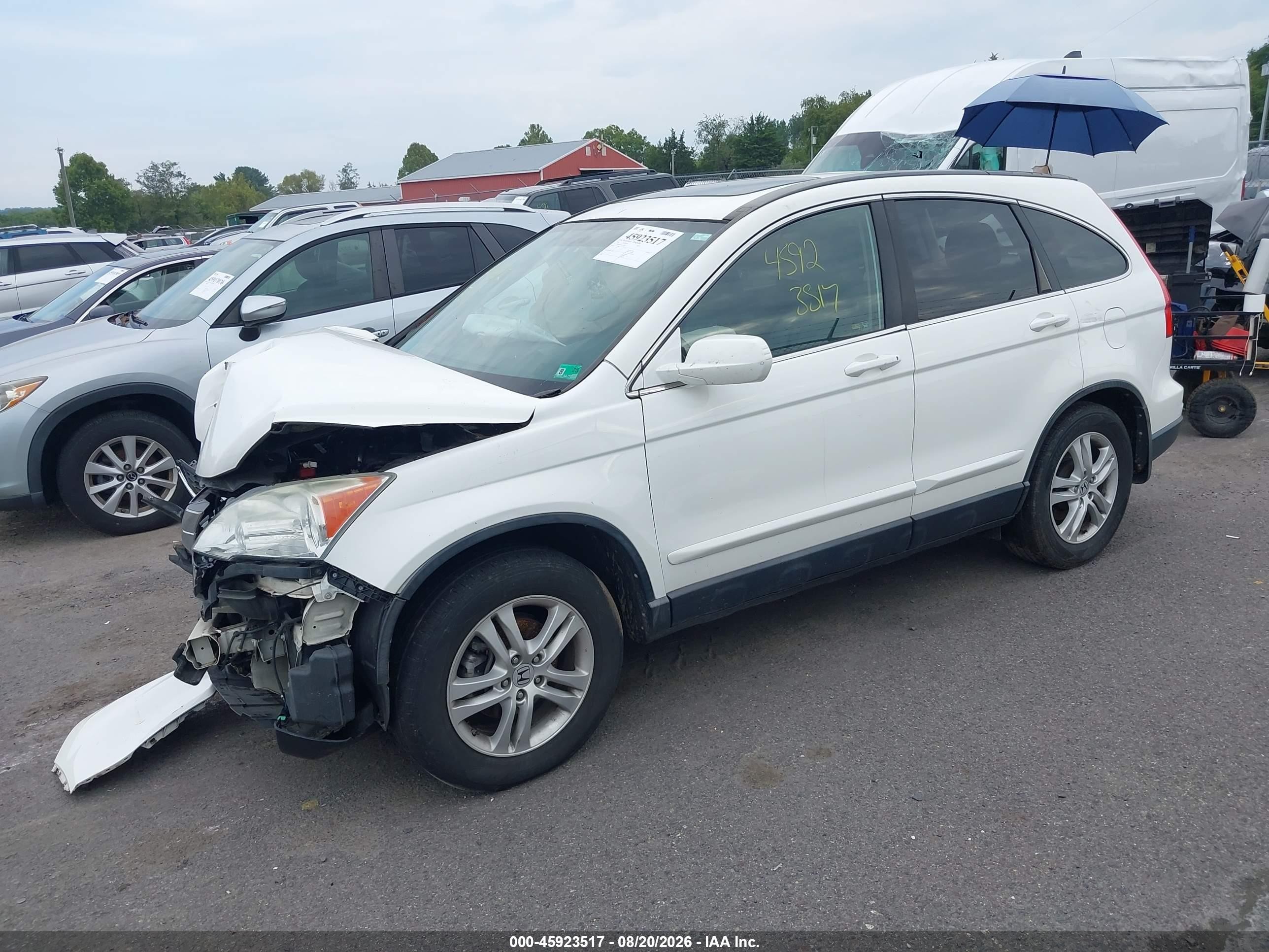 2010 Honda Cr-v Ex-l White vin: 5J6RE4H74AL003110