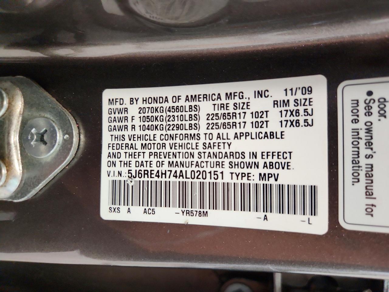 2010 Honda Cr-v Exl Gray vin: 5J6RE4H74AL020151