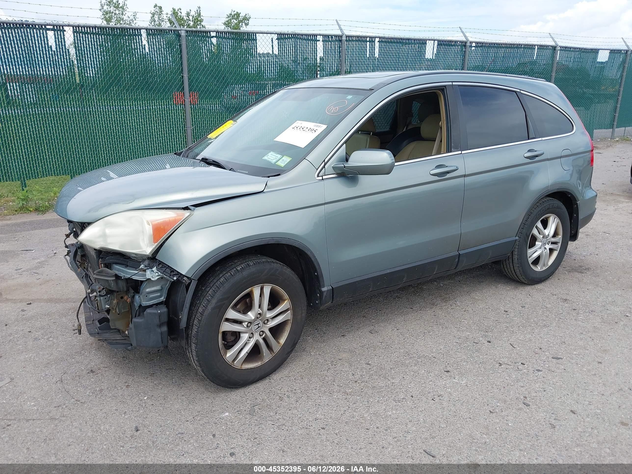 2010 Honda Cr-v Ex-l Green vin: 5J6RE4H75AL092069