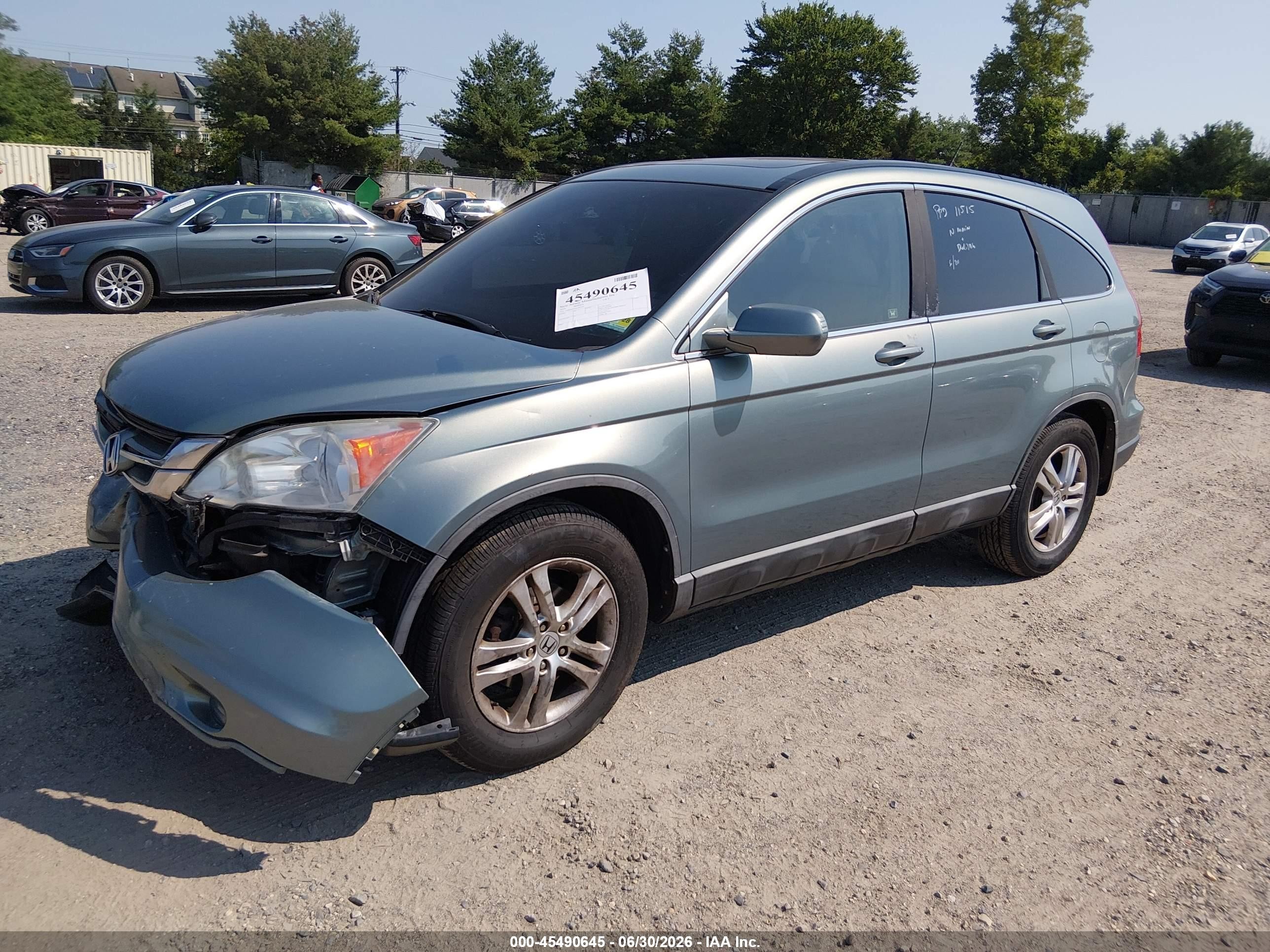 2010 Honda Cr-v Ex-l Green vin: 5J6RE4H75AL095716