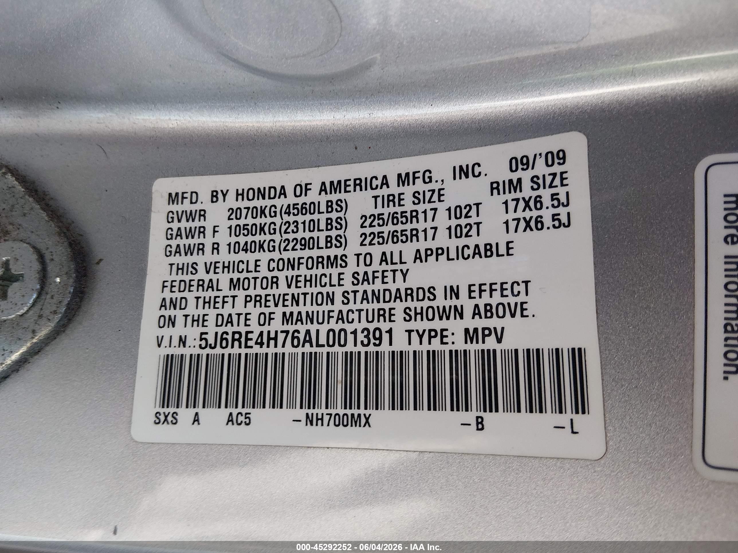 2010 Honda Cr-v Ex-l Silver vin: 5J6RE4H76AL001391