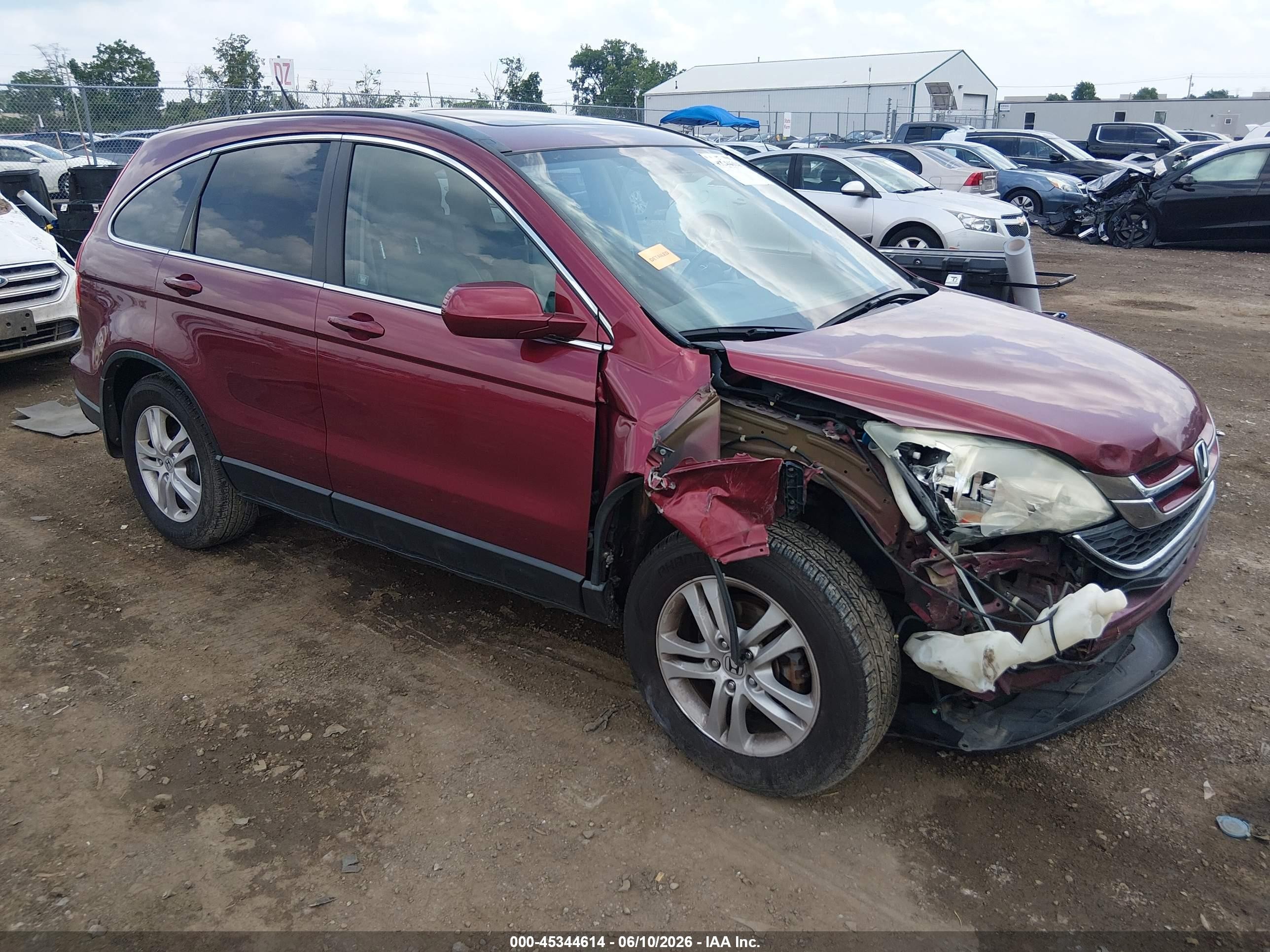 2010 Honda Cr-v Ex-l Burgundy vin: 5J6RE4H76AL029059
