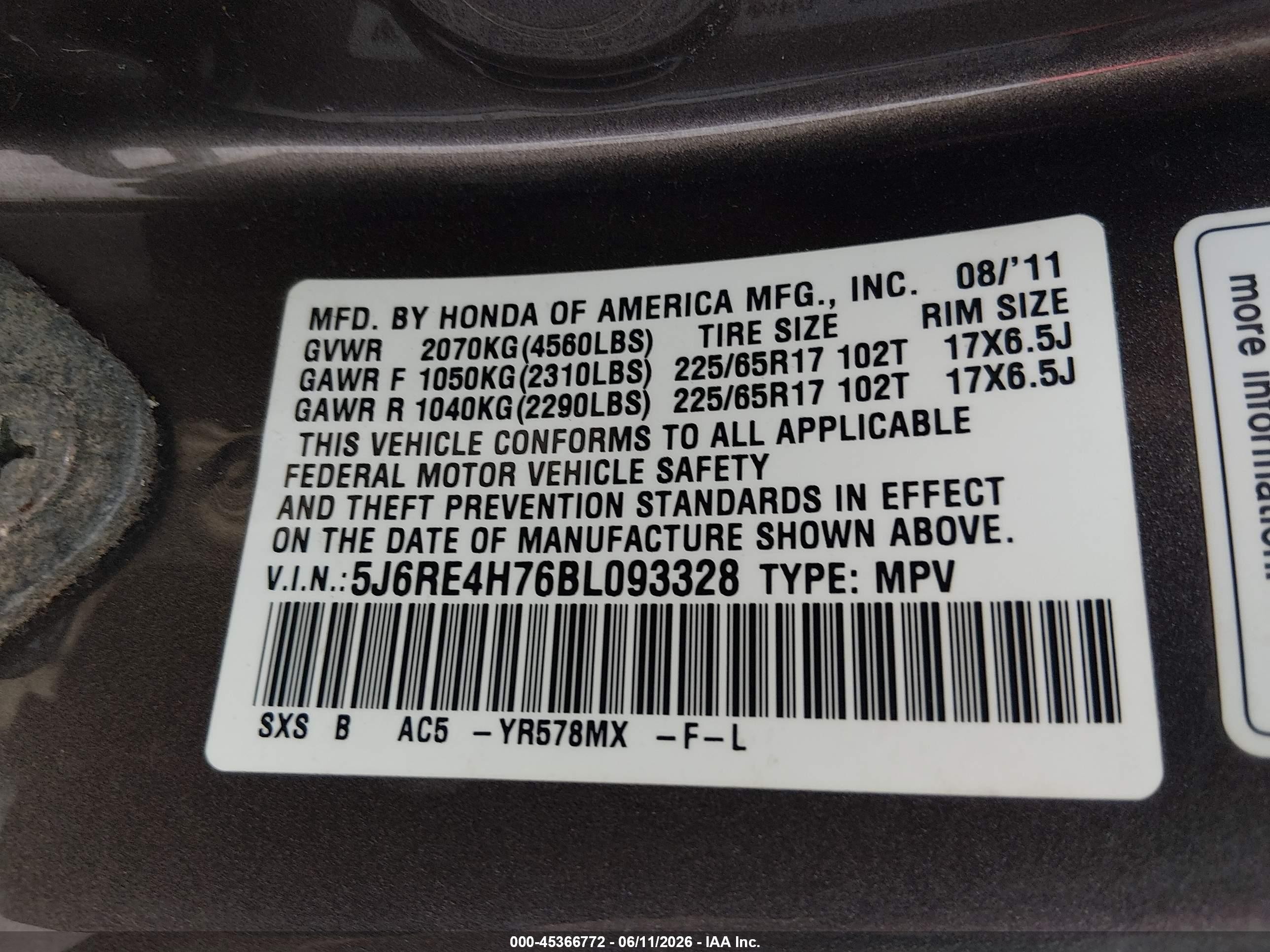 2011 Honda Cr-v Ex-l Gray vin: 5J6RE4H76BL093328