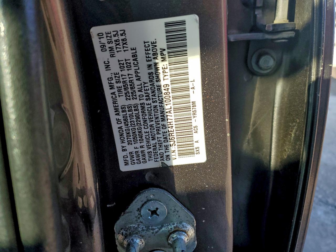 2010 Honda Cr-v Exl Silver vin: 5J6RE4H77AL100849