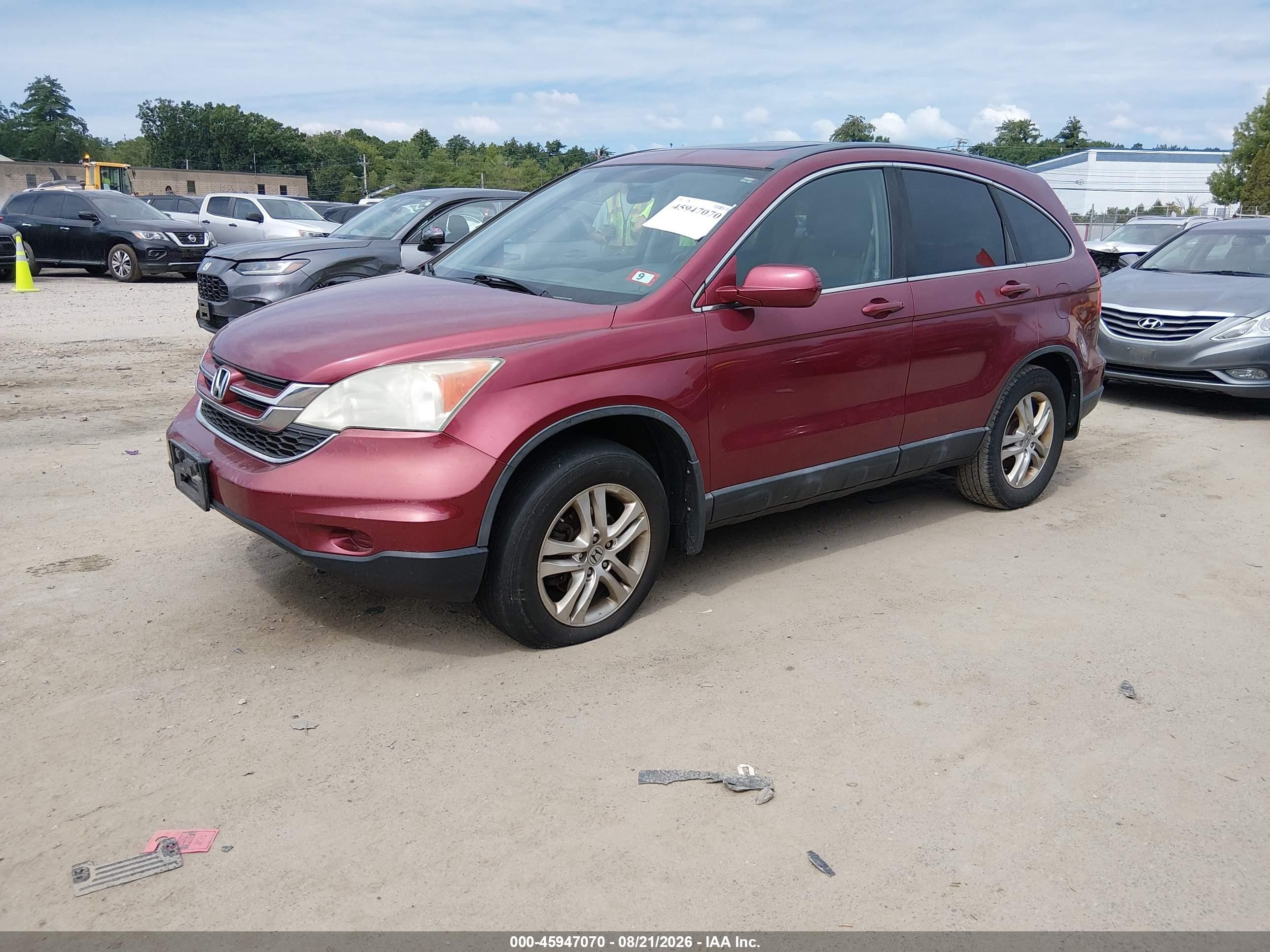2011 Honda Cr-v Ex-l Red vin: 5J6RE4H77BL022302