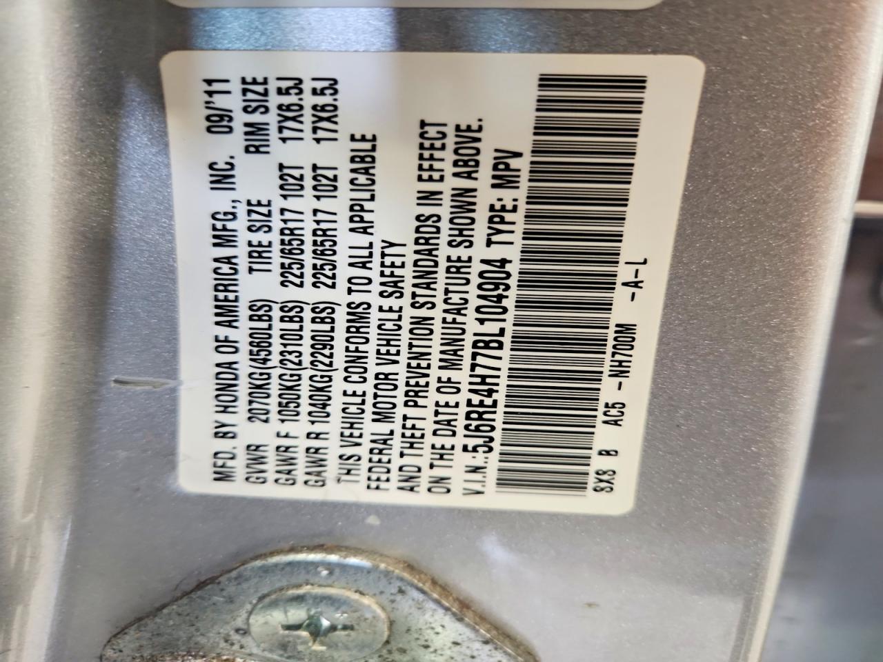 2011 Honda Cr-v Exl Silver vin: 5J6RE4H77BL104904