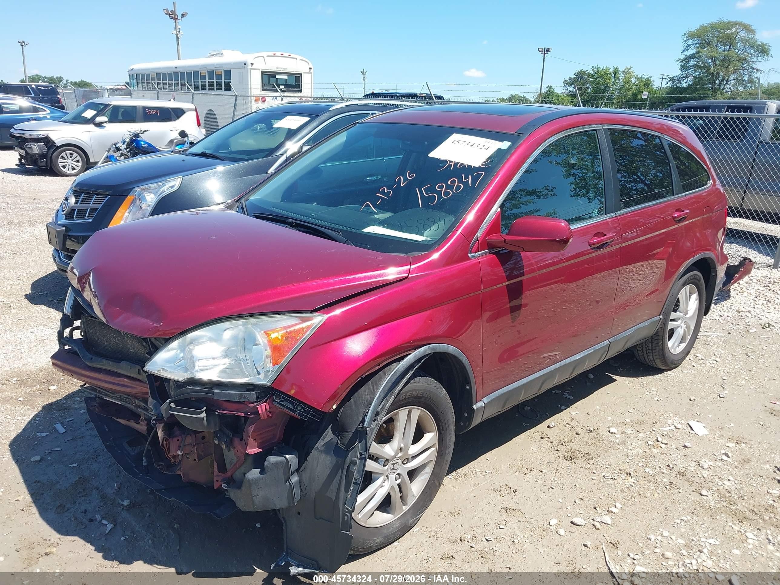 2010 Honda Cr-v Ex-l Red vin: 5J6RE4H79AL047894