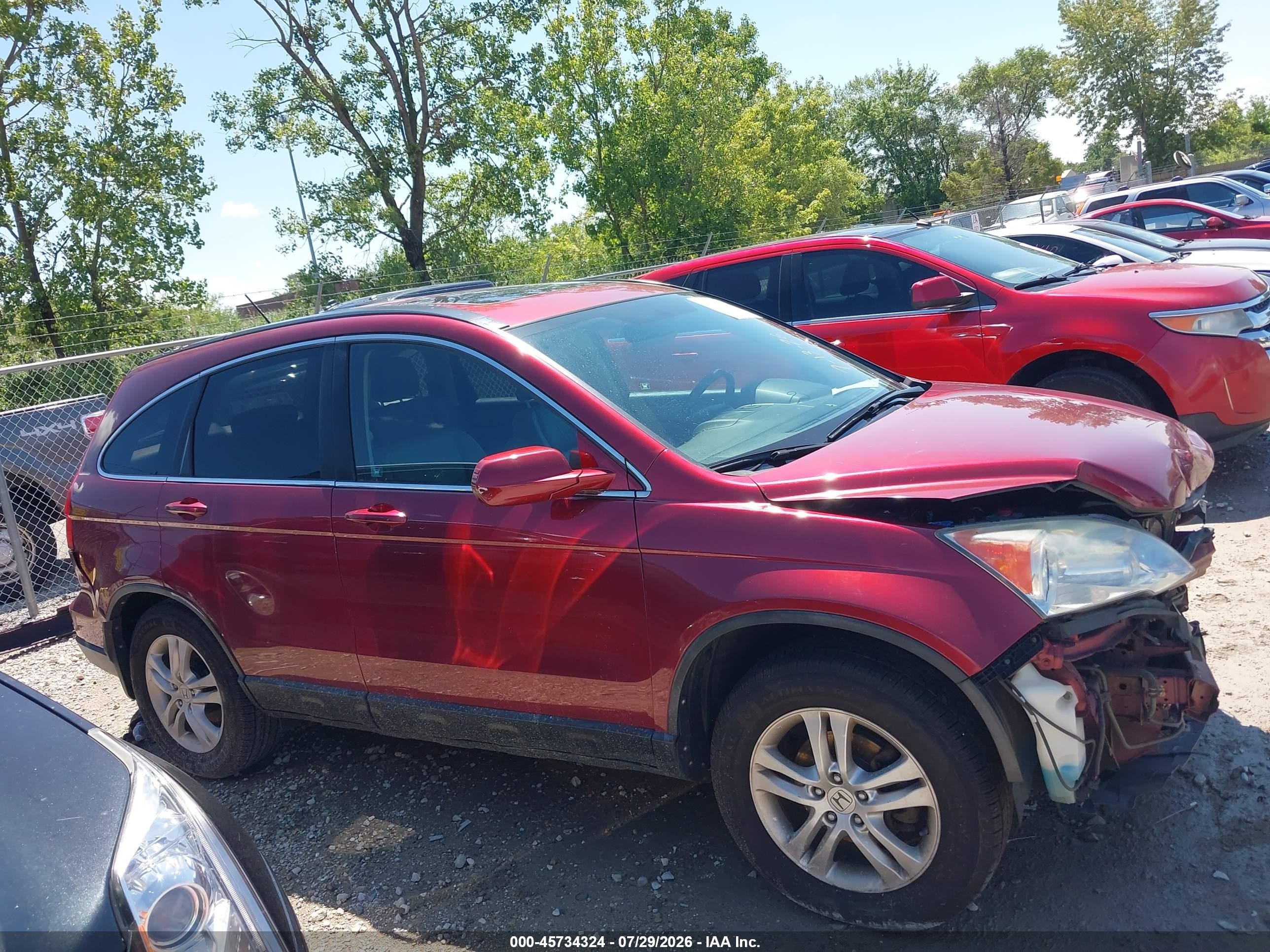 2010 Honda Cr-v Ex-l Red vin: 5J6RE4H79AL047894