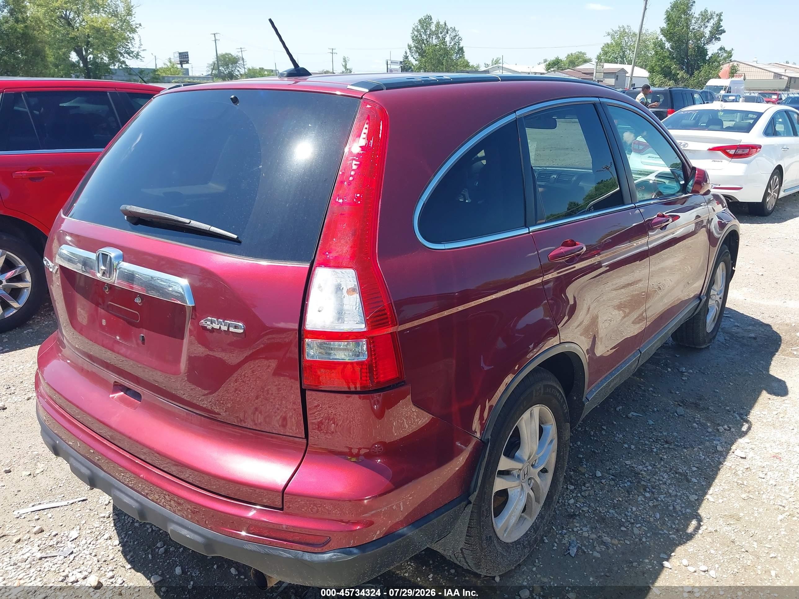 2010 Honda Cr-v Ex-l Red vin: 5J6RE4H79AL047894