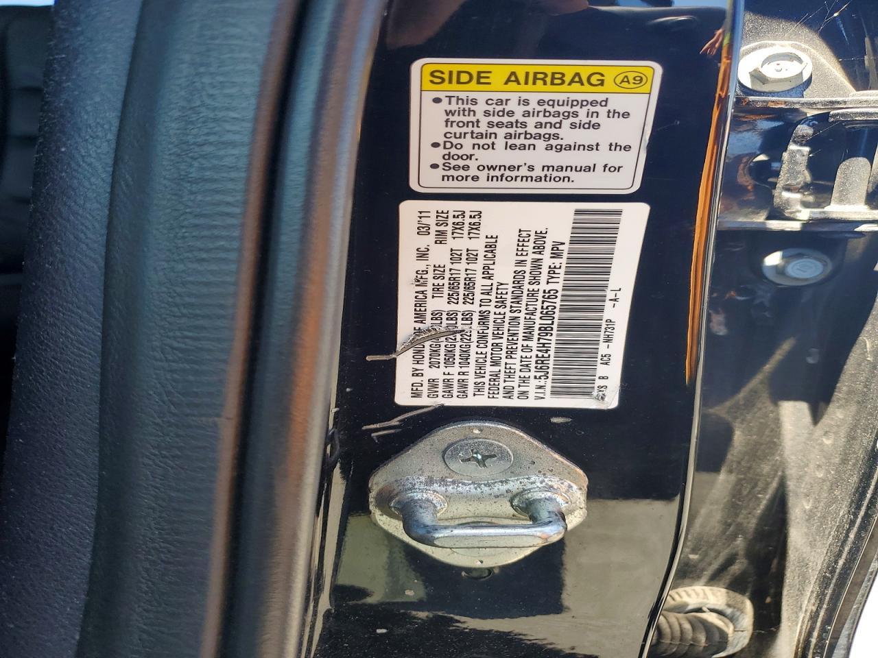 2011 Honda Cr-v Exl Черный vin: 5J6RE4H79BL065765