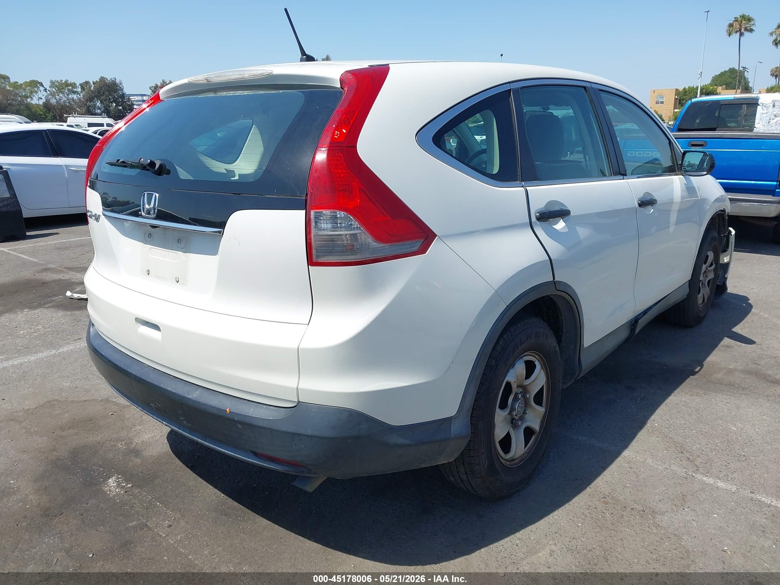 2013 Honda Cr-v Lx White vin: 5J6RM3H30DL005709