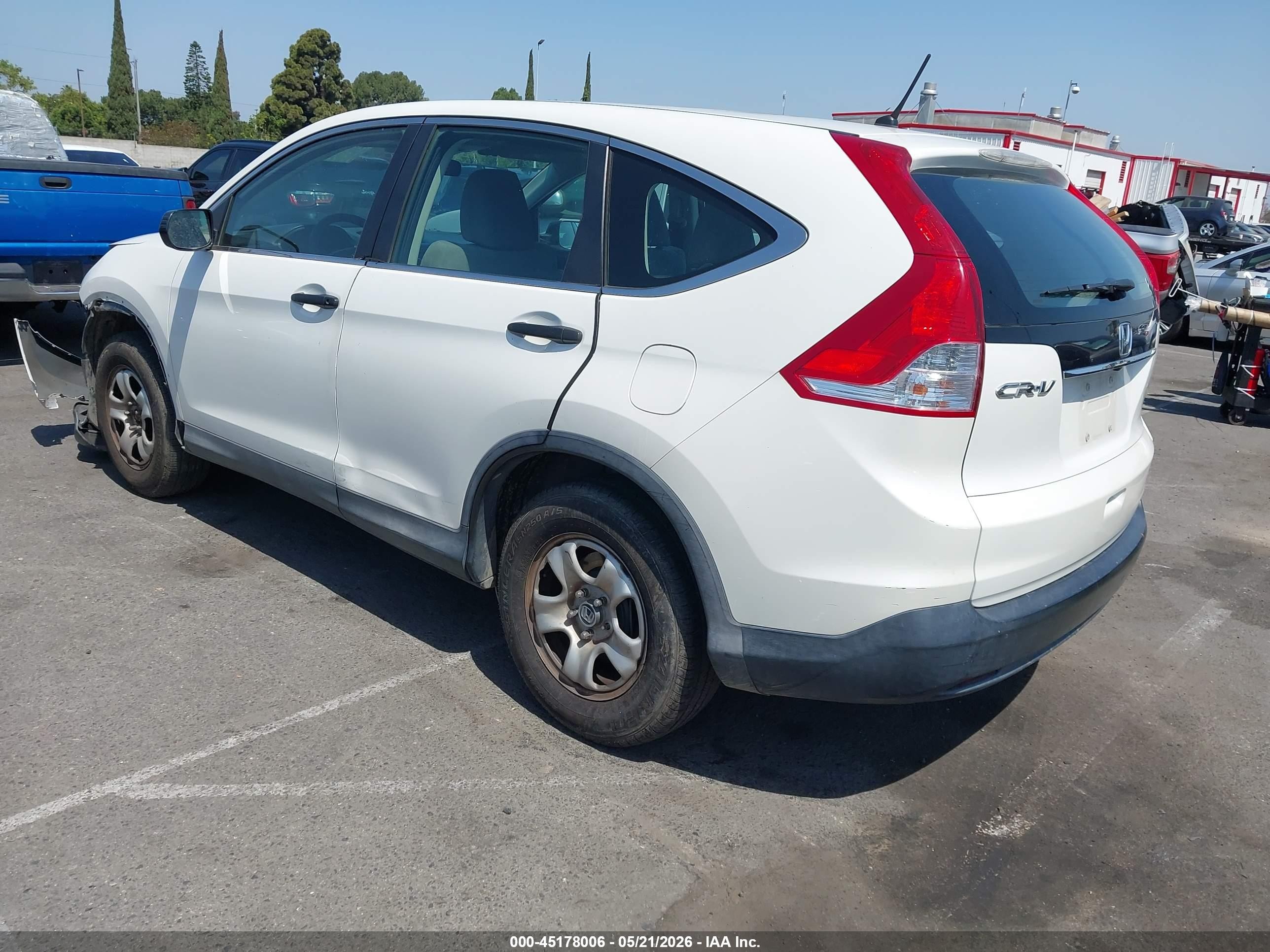2013 Honda Cr-v Lx White vin: 5J6RM3H30DL005709