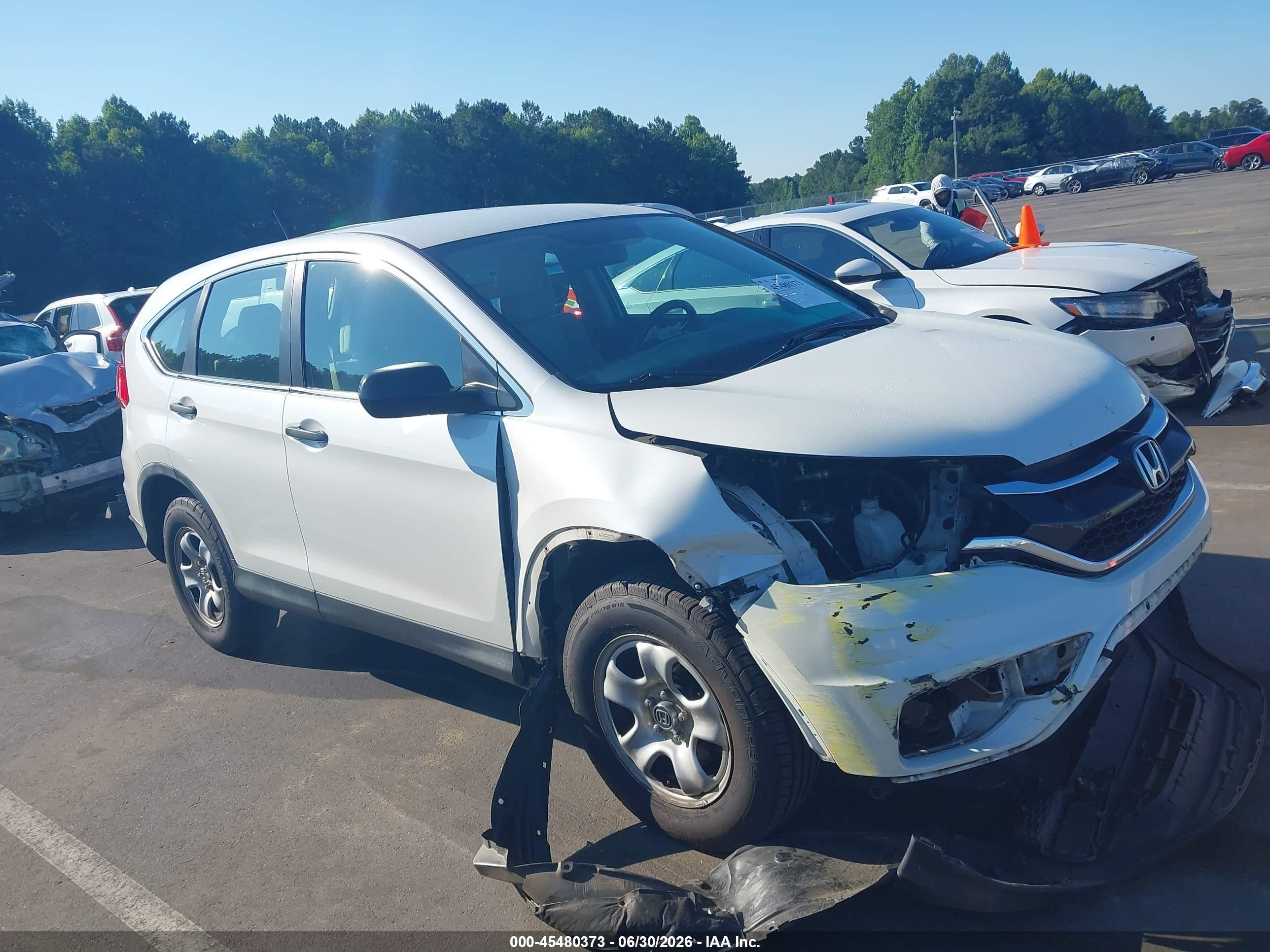 2015 Honda Cr-v Lx White vin: 5J6RM3H30FL027714