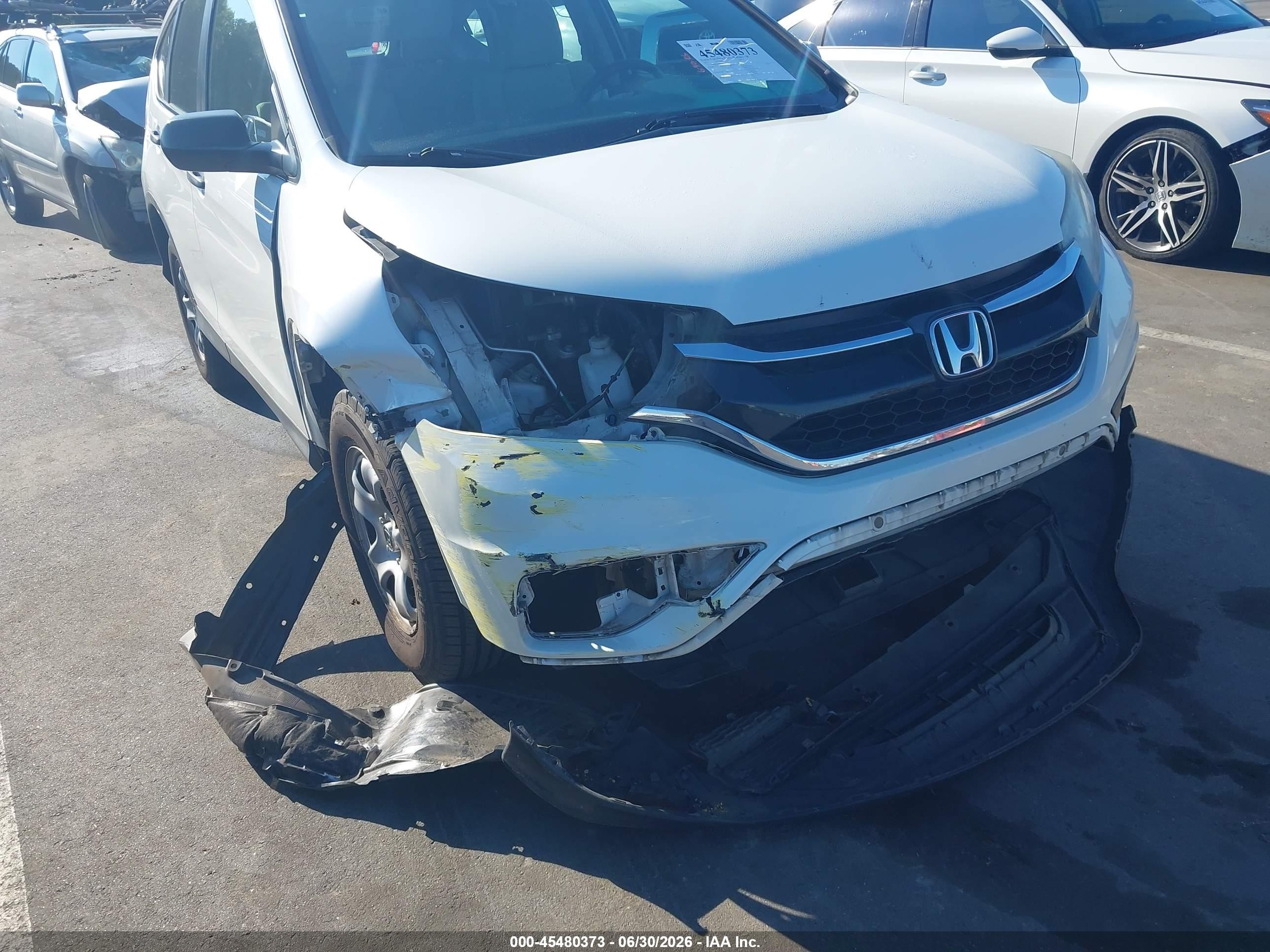 2015 Honda Cr-v Lx White vin: 5J6RM3H30FL027714