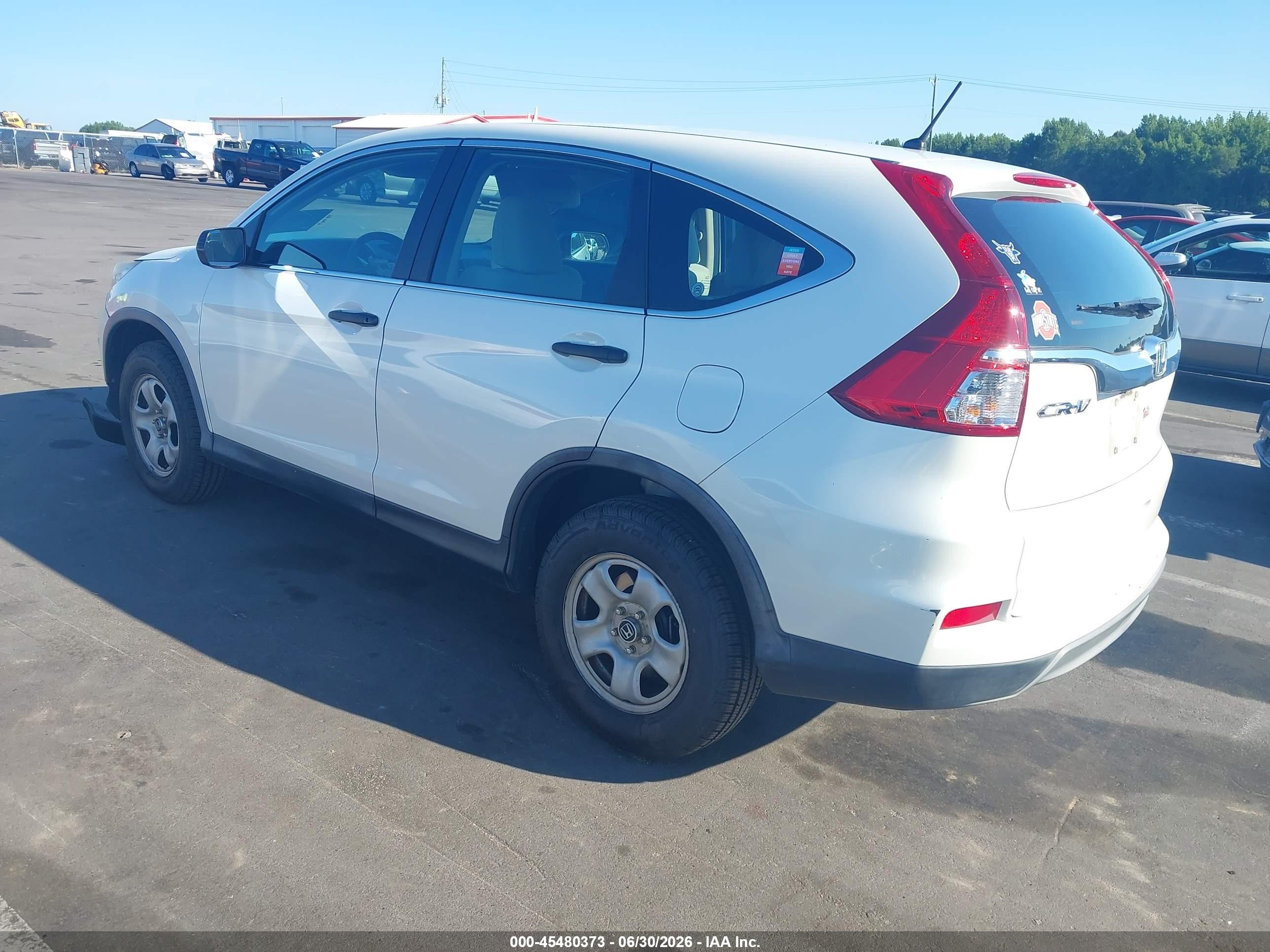 2015 Honda Cr-v Lx White vin: 5J6RM3H30FL027714
