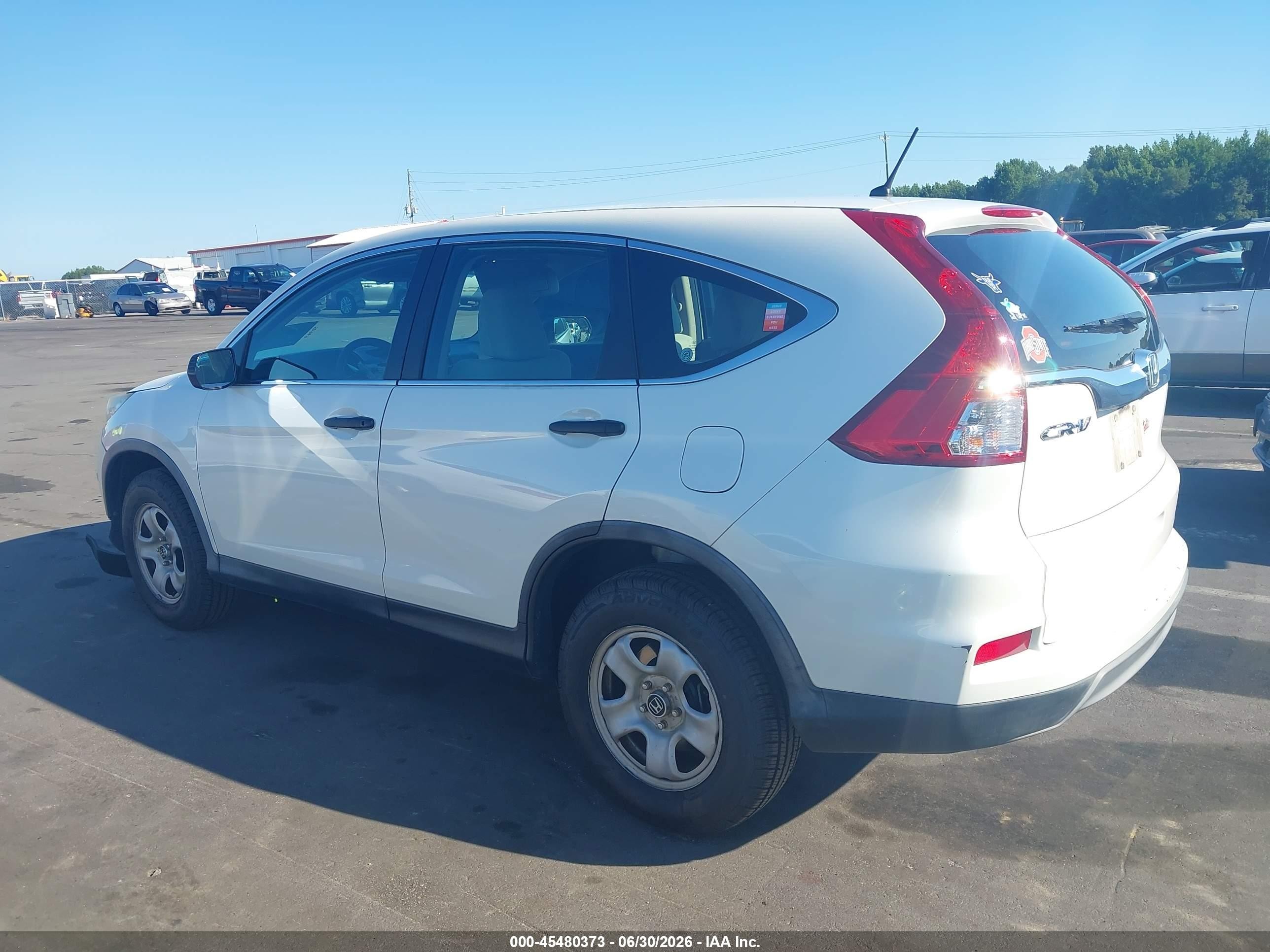 2015 Honda Cr-v Lx White vin: 5J6RM3H30FL027714