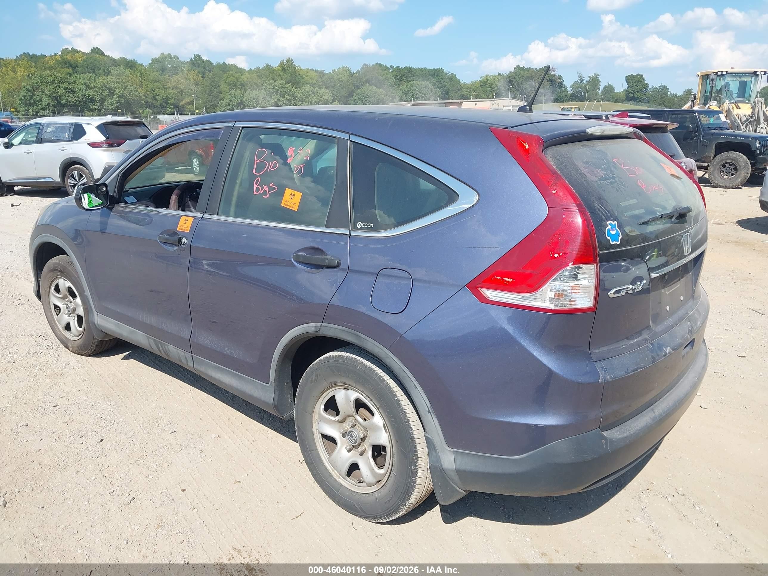 2012 Honda Cr-v Lx Blue vin: 5J6RM3H31CL020993