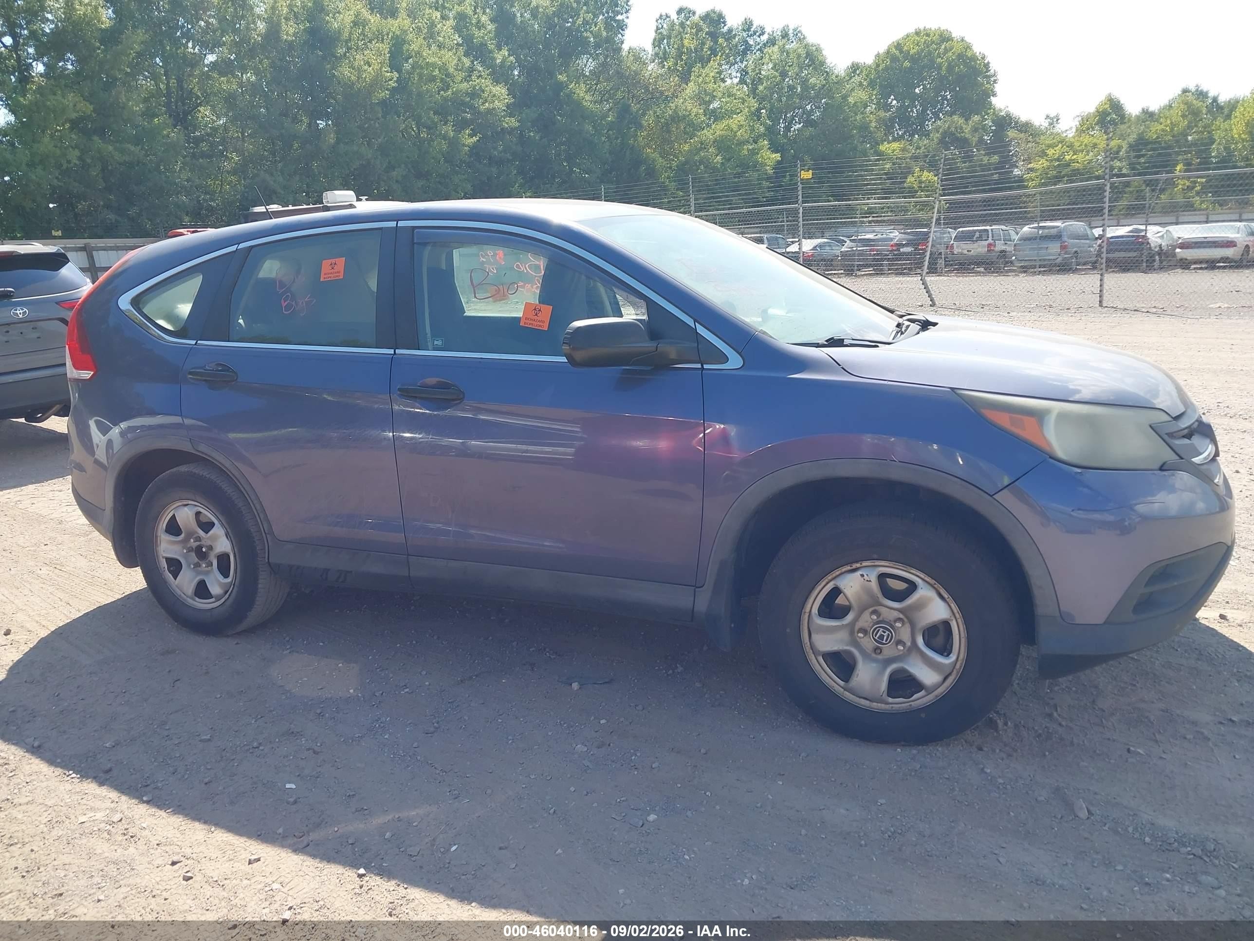 2012 Honda Cr-v Lx Blue vin: 5J6RM3H31CL020993