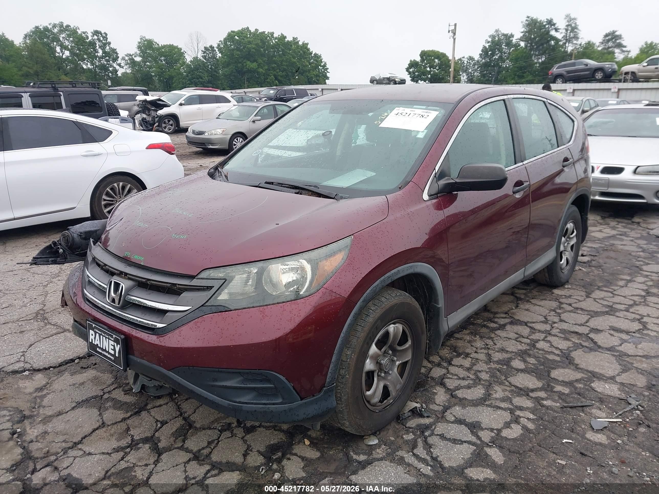 2013 Honda Cr-v Lx Maroon vin: 5J6RM3H31DL012197