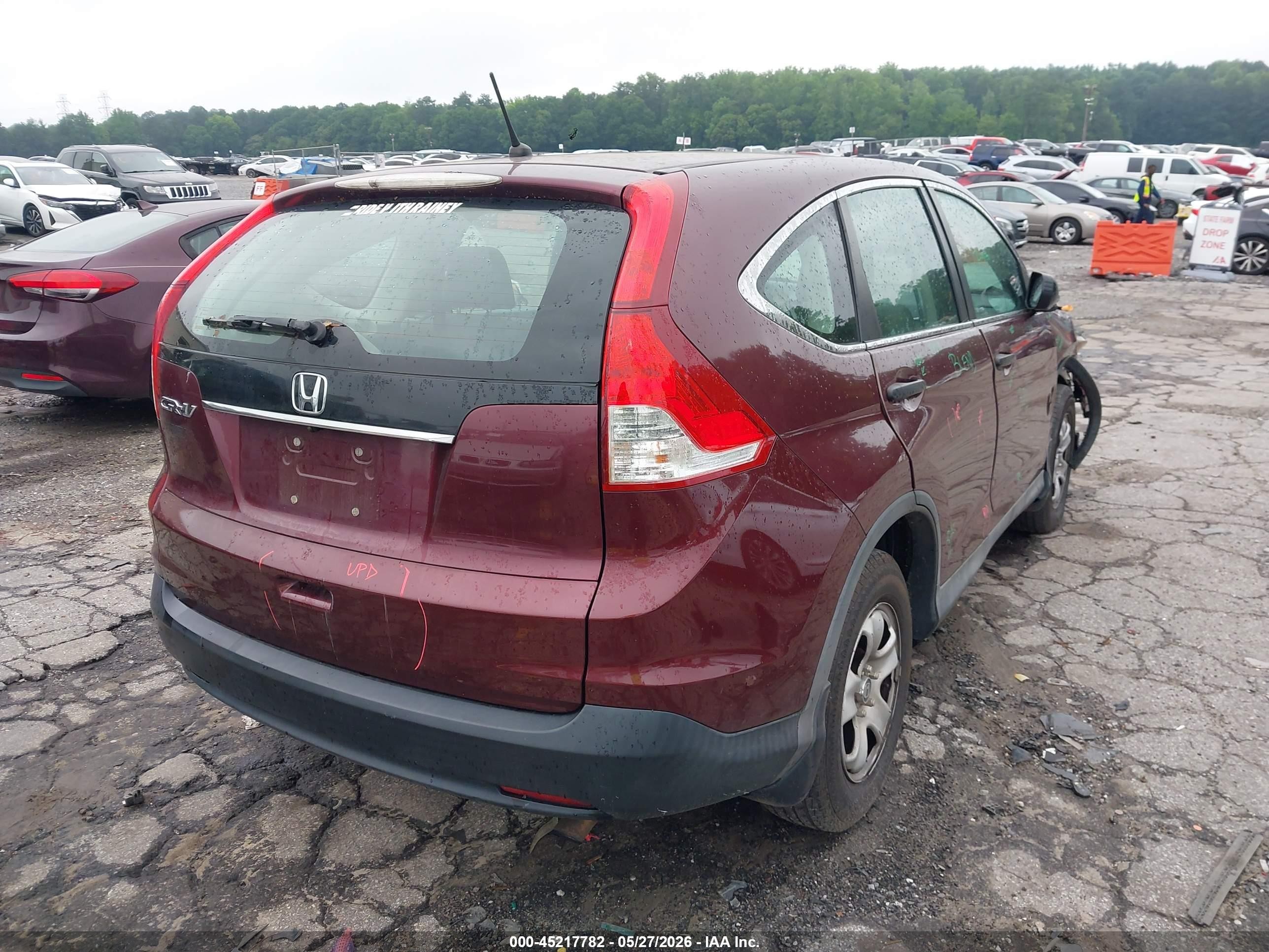 2013 Honda Cr-v Lx Maroon vin: 5J6RM3H31DL012197