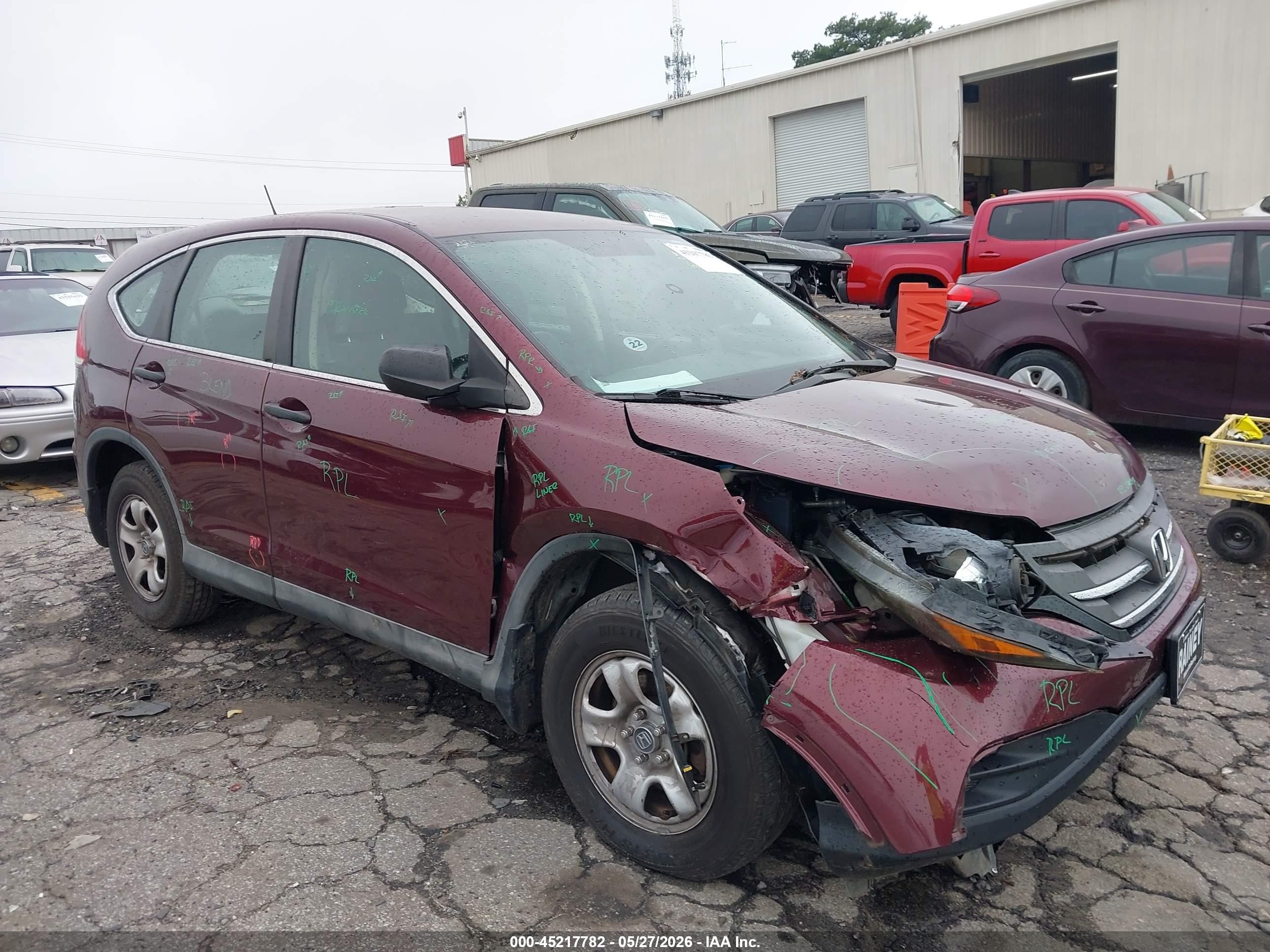 2013 Honda Cr-v Lx Maroon vin: 5J6RM3H31DL012197