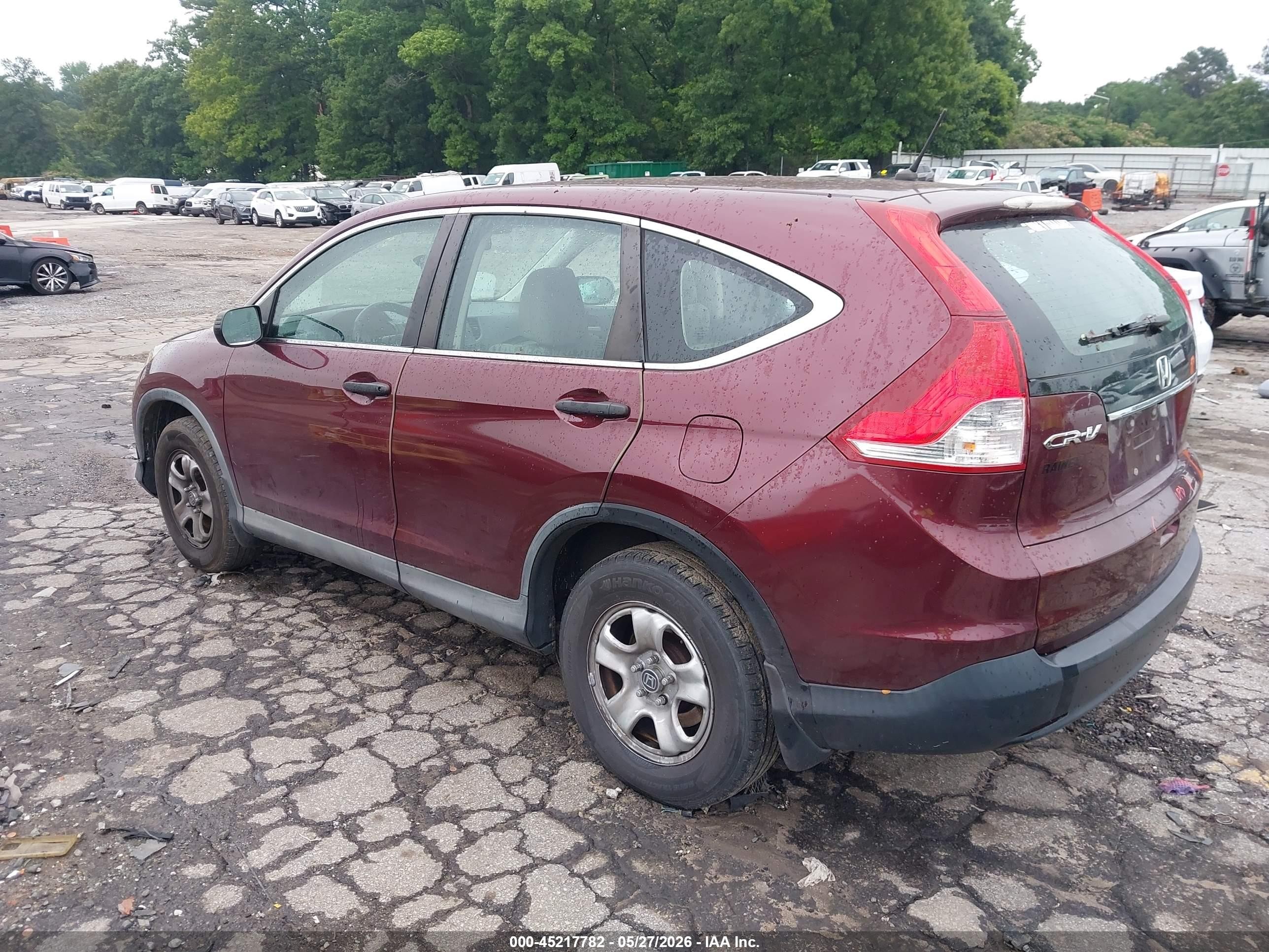 2013 Honda Cr-v Lx Maroon vin: 5J6RM3H31DL012197