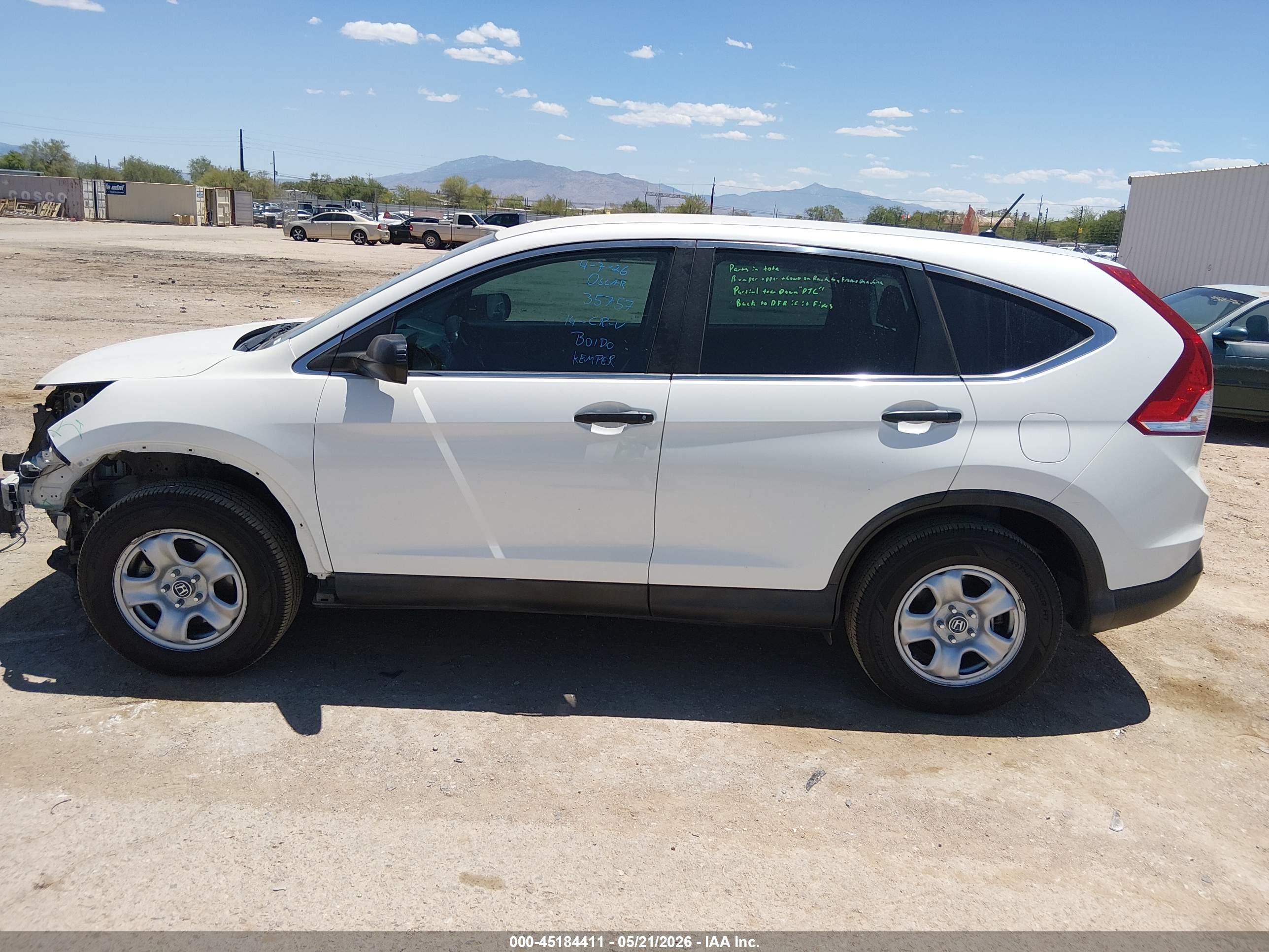2014 Honda Cr-v Lx White vin: 5J6RM3H31EL041216