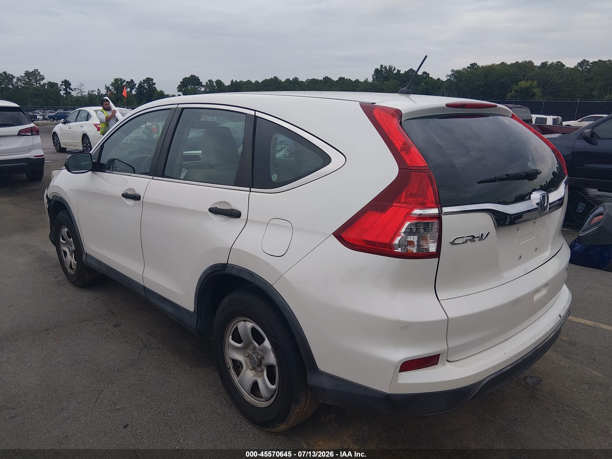2015 Honda Cr-v Lx White vin: 5J6RM3H31FL005625