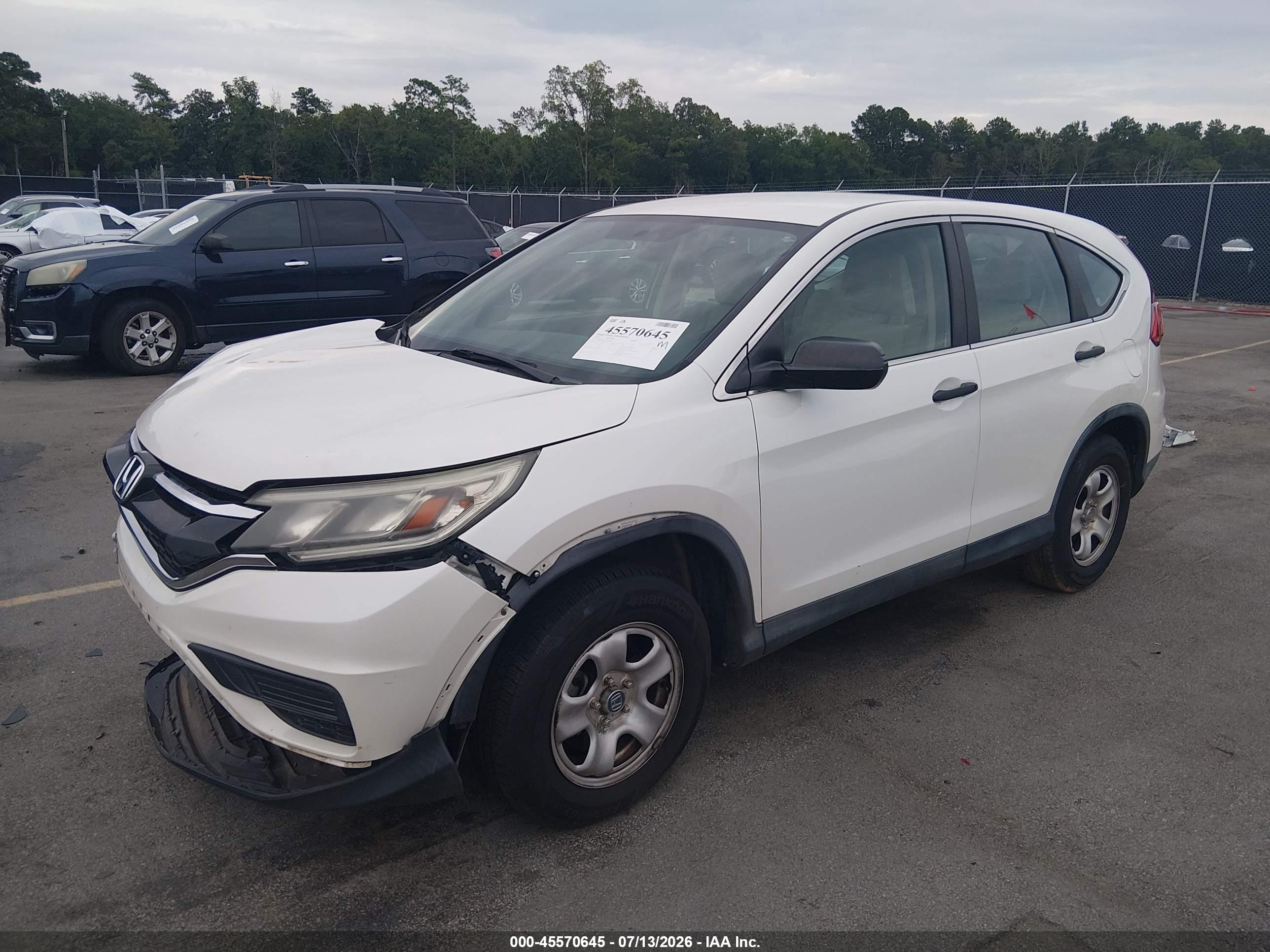 2015 Honda Cr-v Lx White vin: 5J6RM3H31FL005625