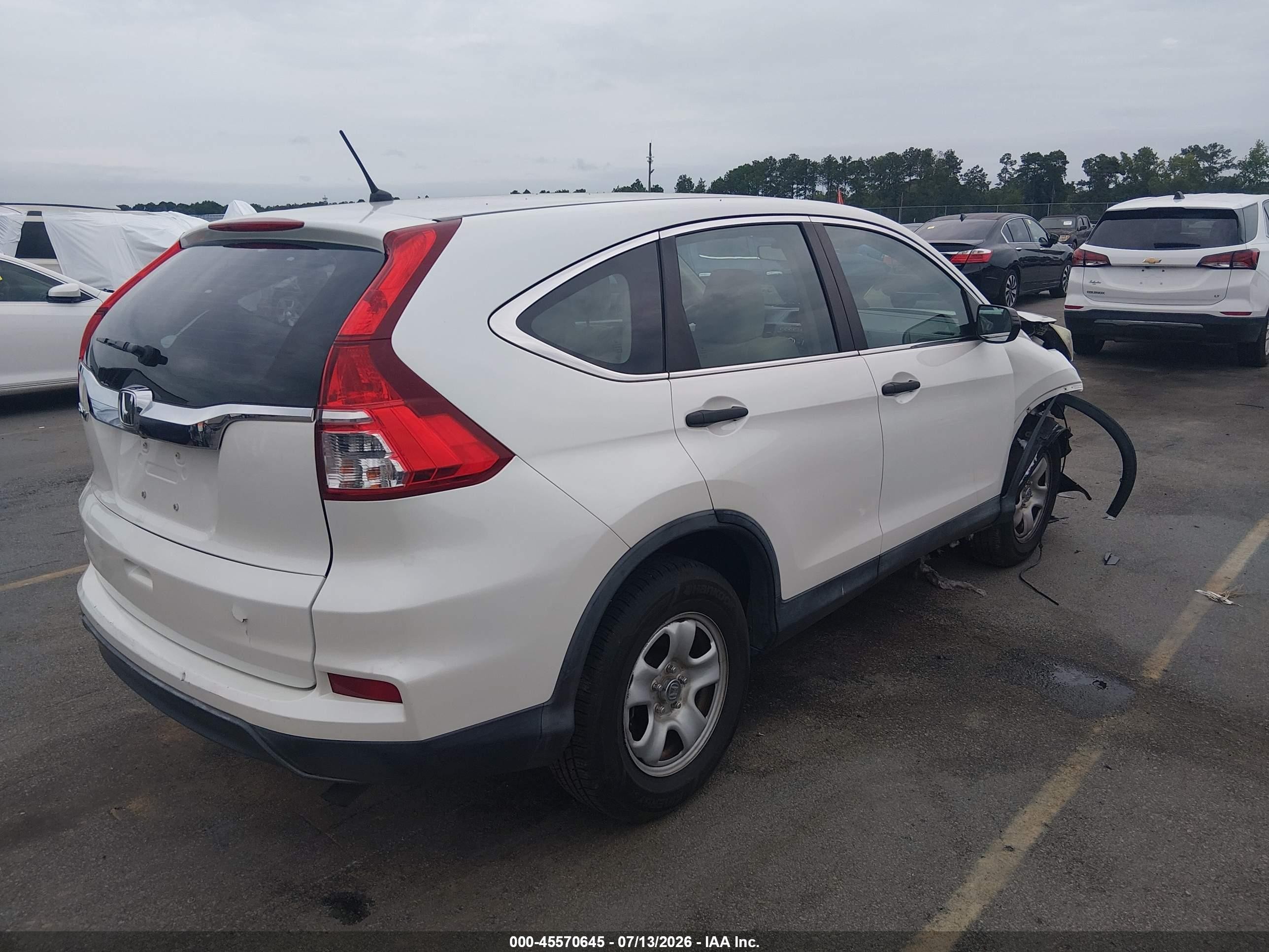 2015 Honda Cr-v Lx White vin: 5J6RM3H31FL005625