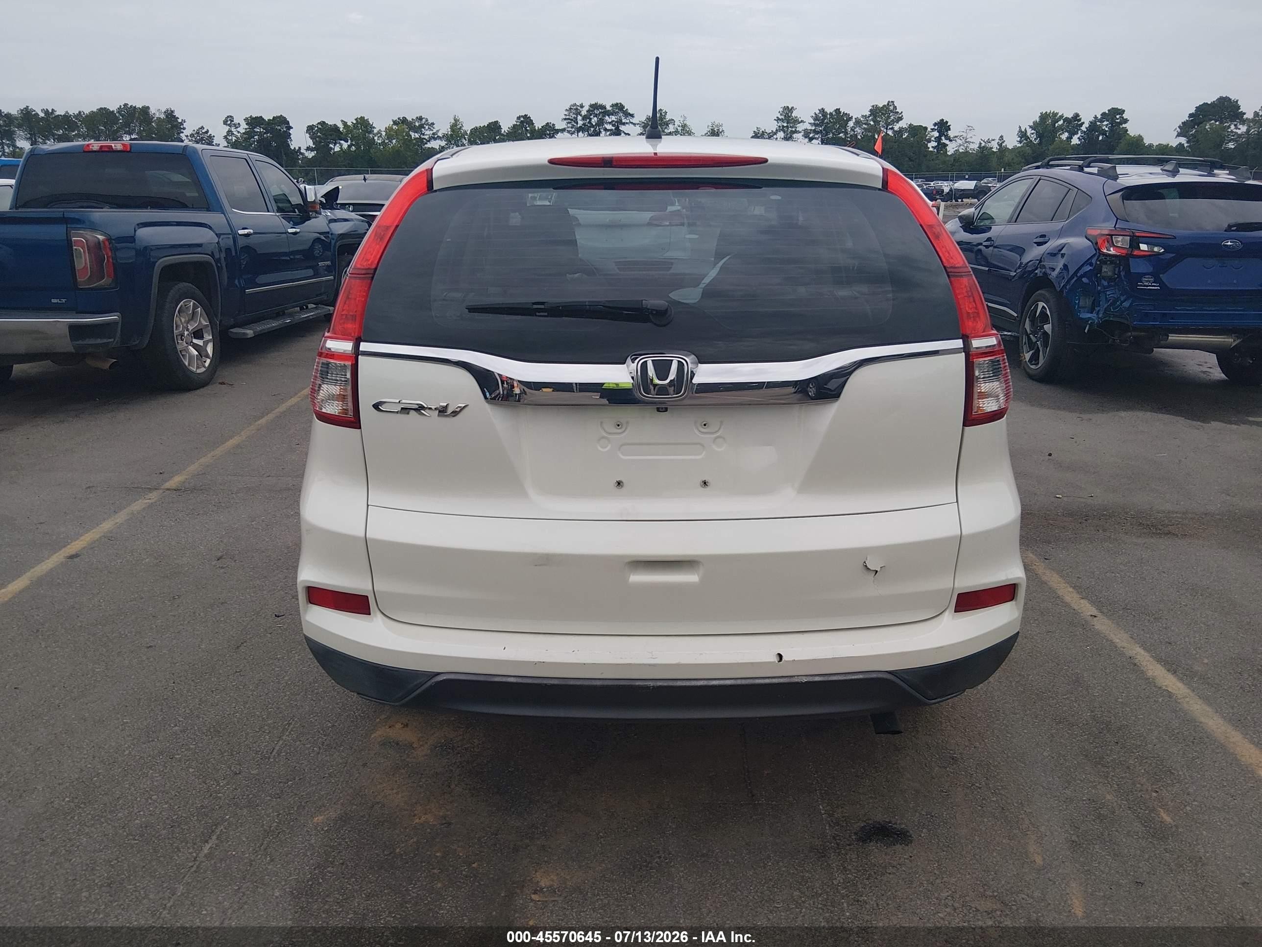 2015 Honda Cr-v Lx White vin: 5J6RM3H31FL005625