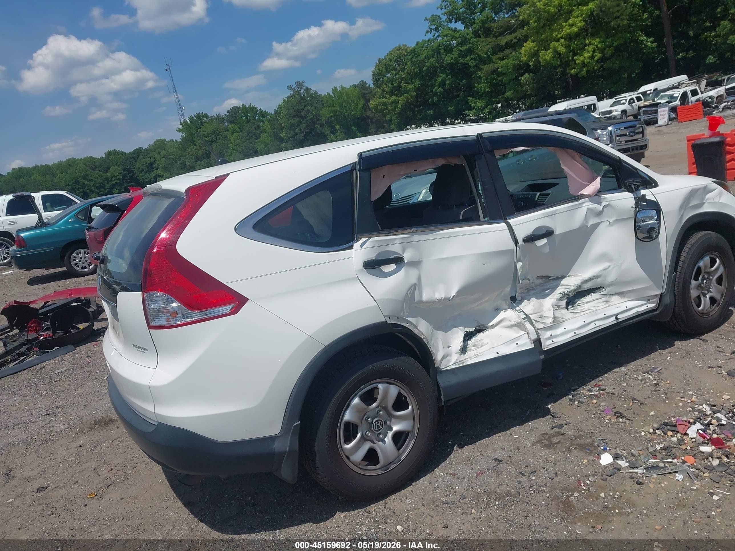 2012 Honda Cr-v Lx White vin: 5J6RM3H32CL029878