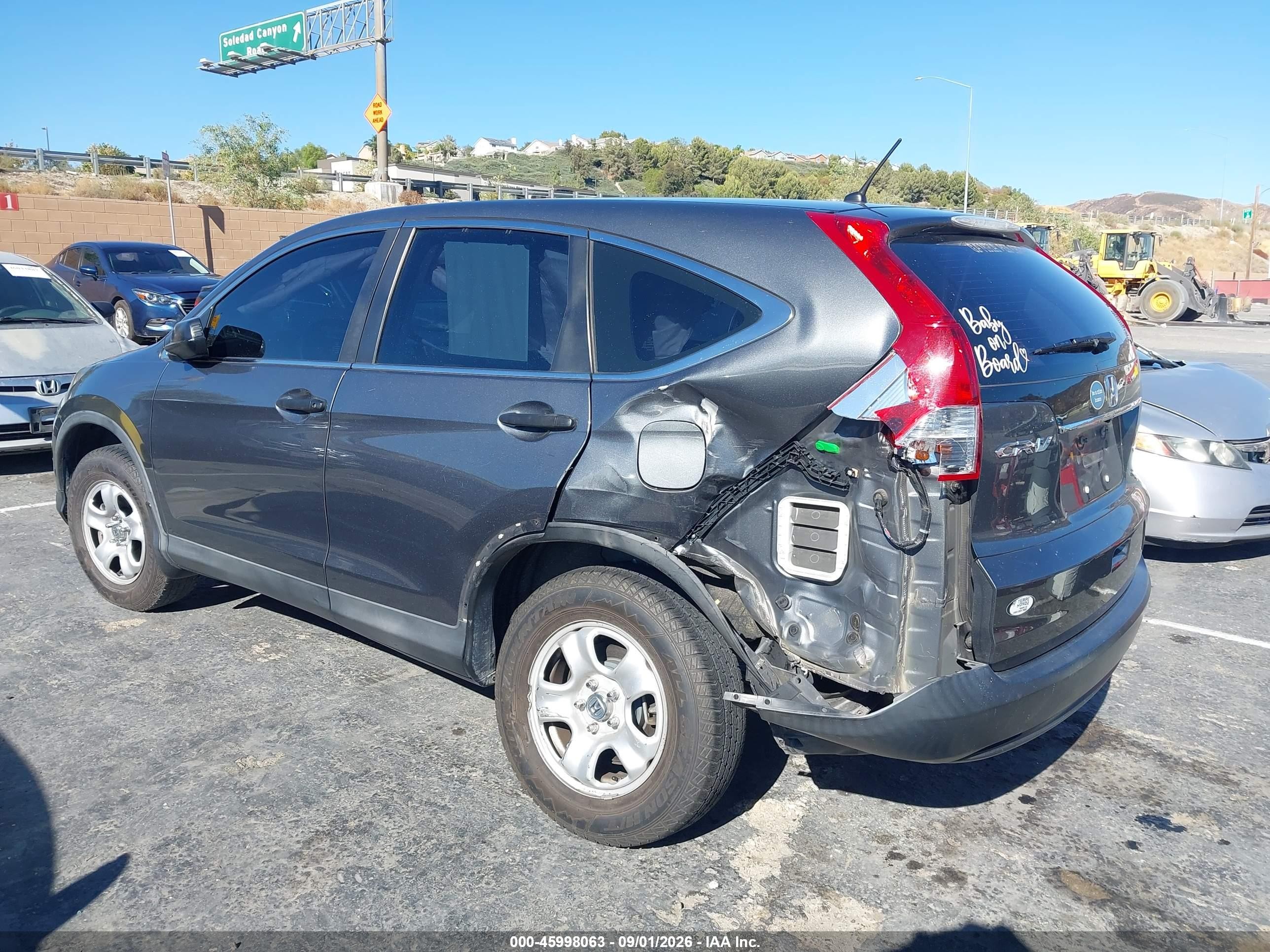 2013 Honda Cr-v Lx Gray vin: 5J6RM3H32DL038839