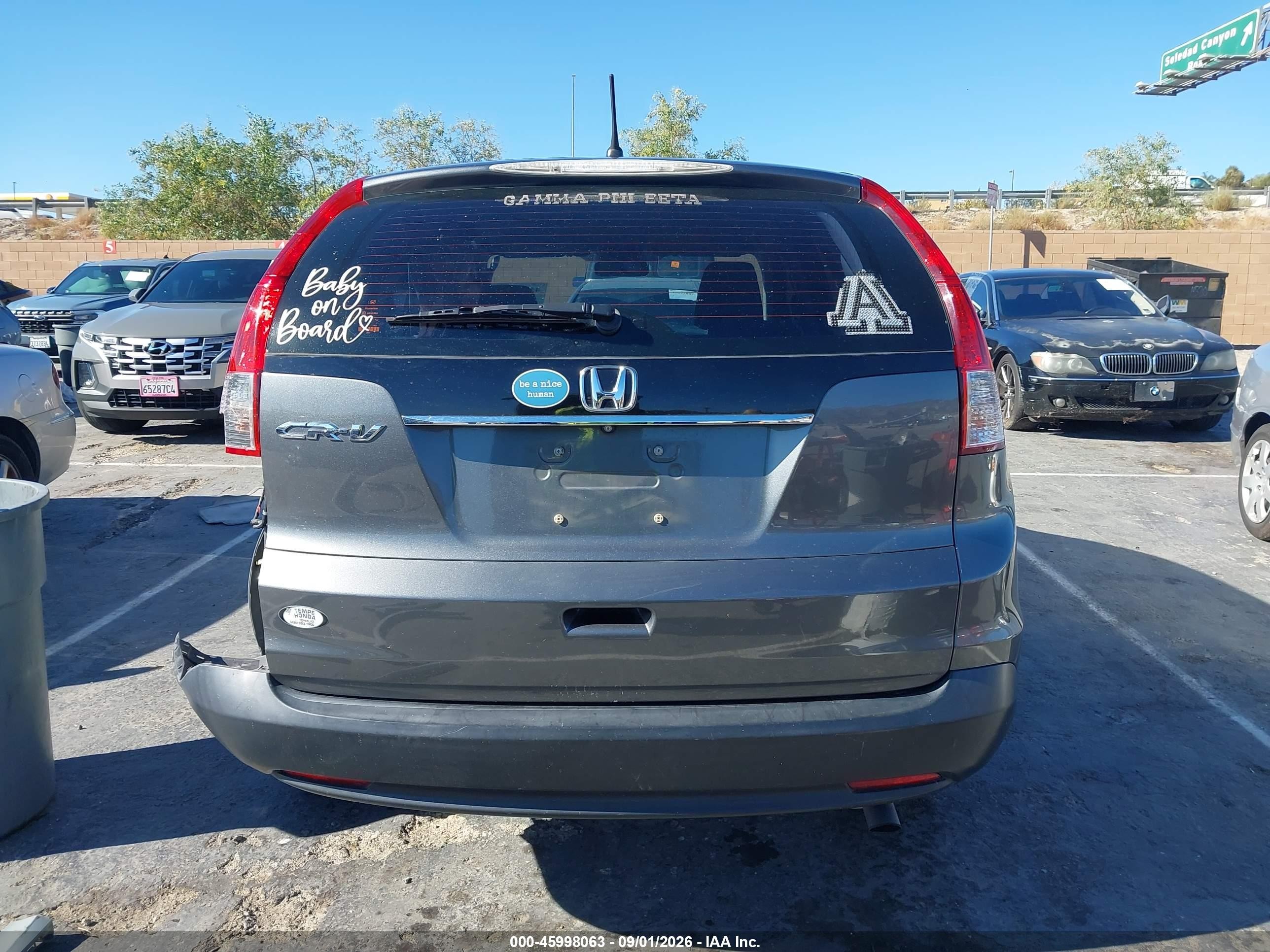 2013 Honda Cr-v Lx Gray vin: 5J6RM3H32DL038839